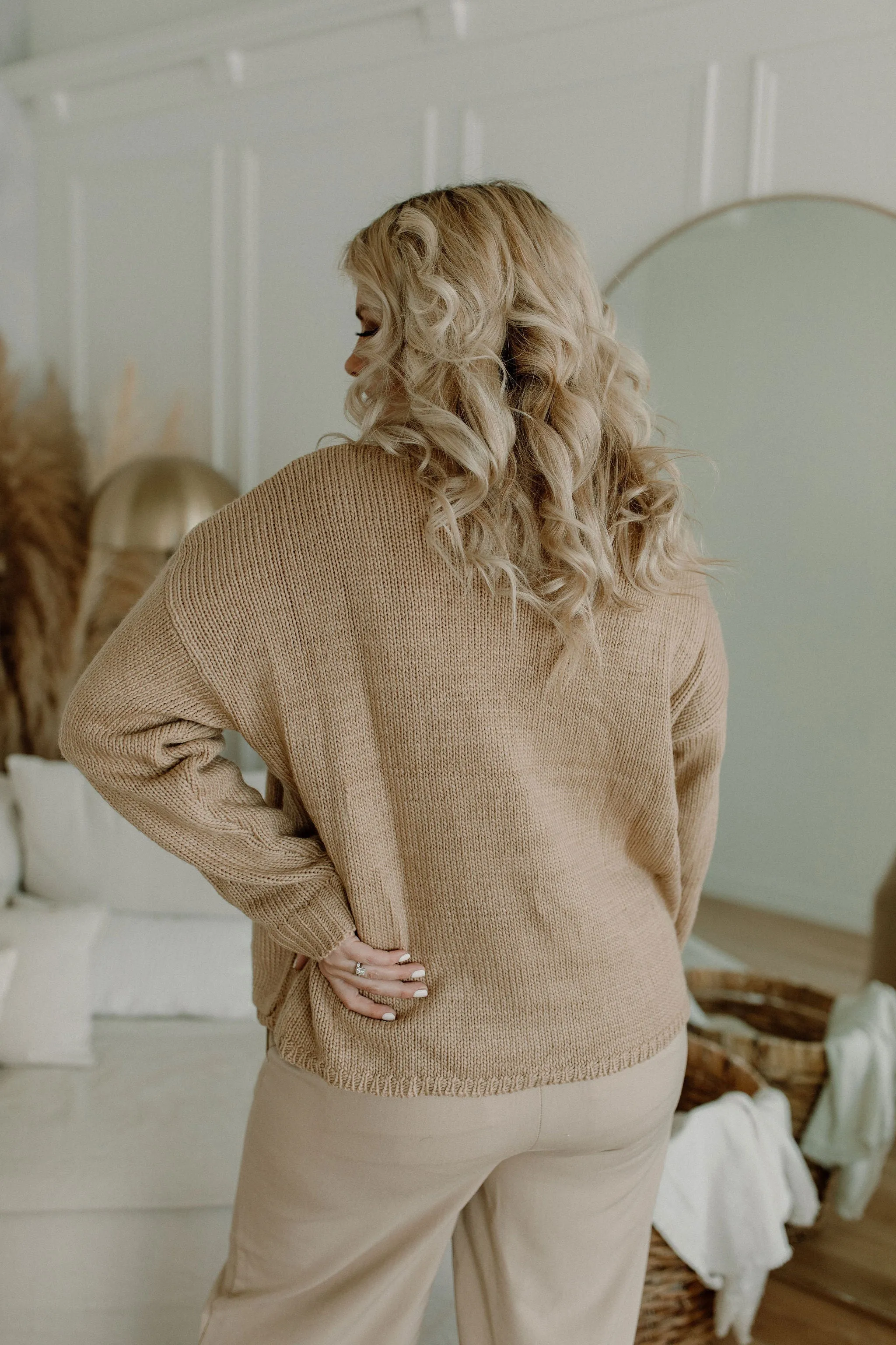 The Ashley Button Cardigan - Latte