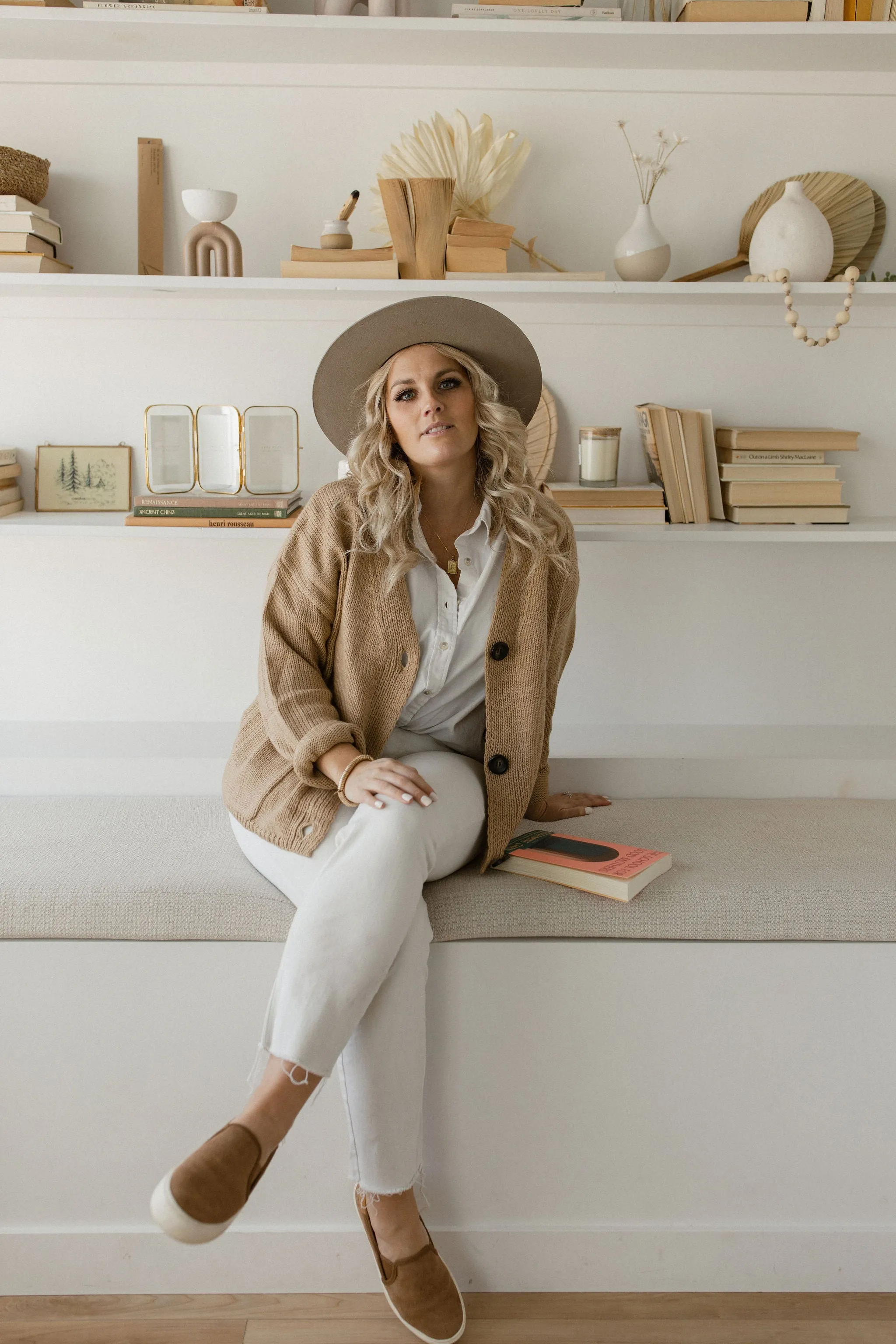 The Ashley Button Cardigan - Latte