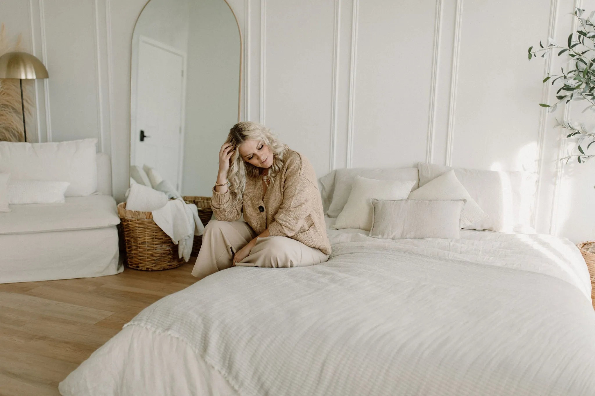 The Ashley Button Cardigan - Latte