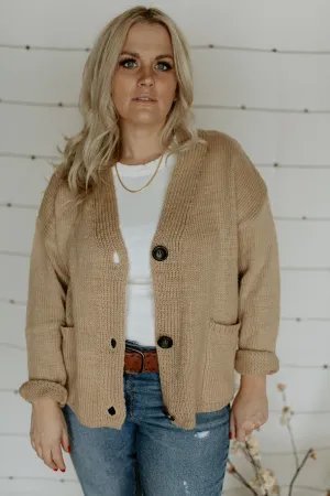 The Ashley Button Cardigan - Latte