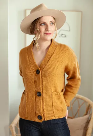The Ashley Button Cardigan - Mustard