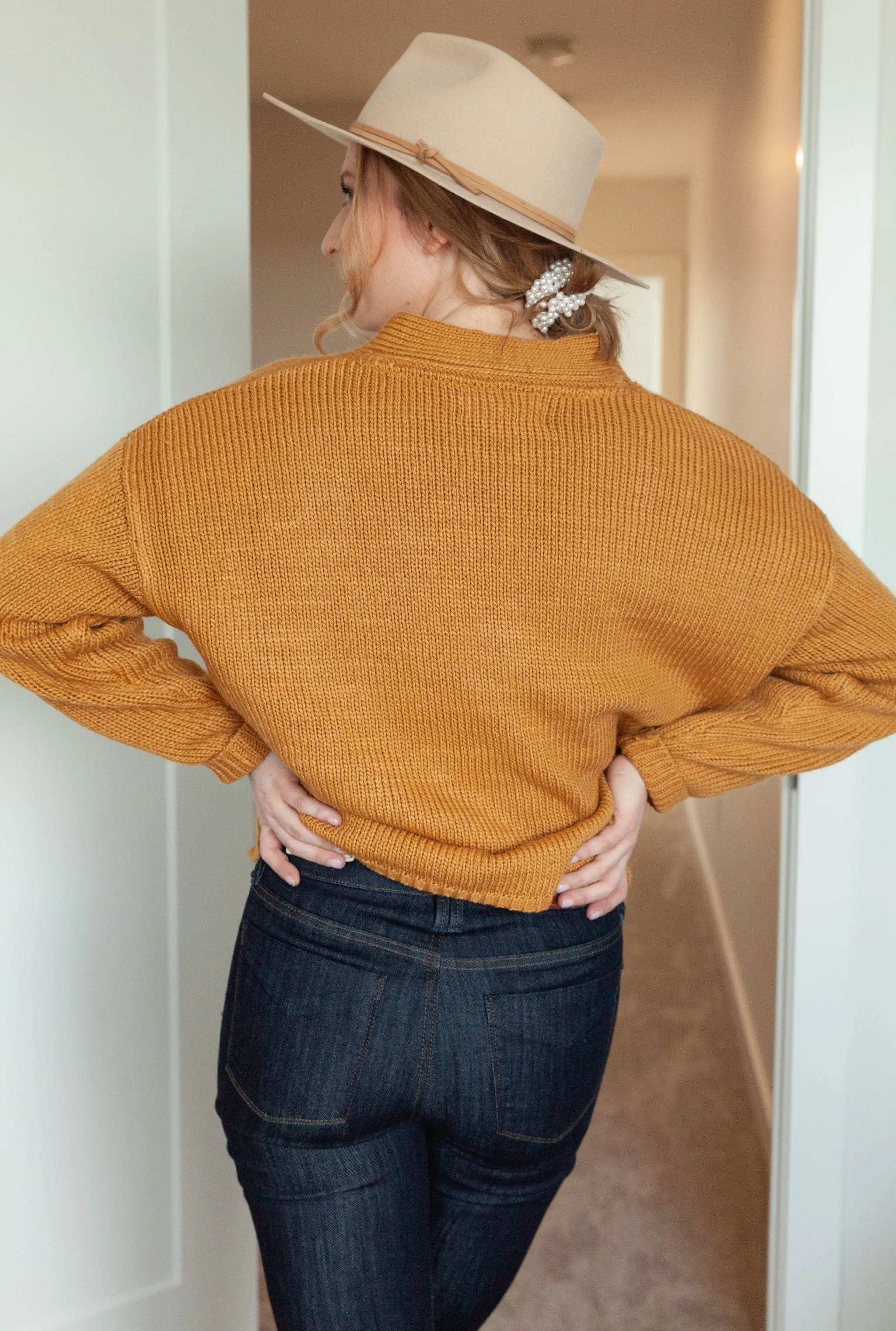 The Ashley Button Cardigan - Mustard