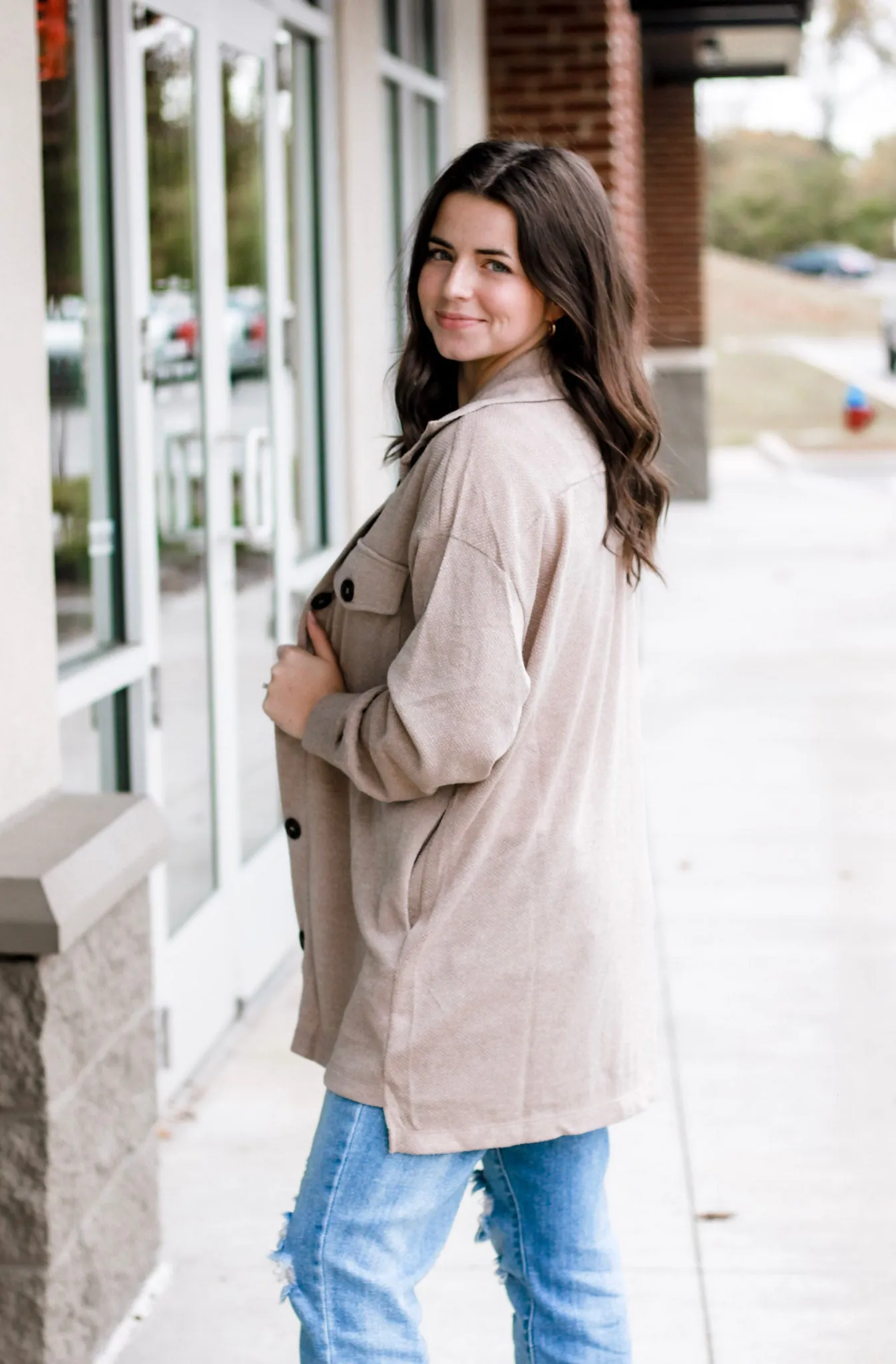 The Best Friend Shacket in Ash Mocha