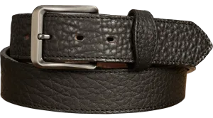 The Forester: Men's Black Stitched American Bison Leather Belt 1.50"