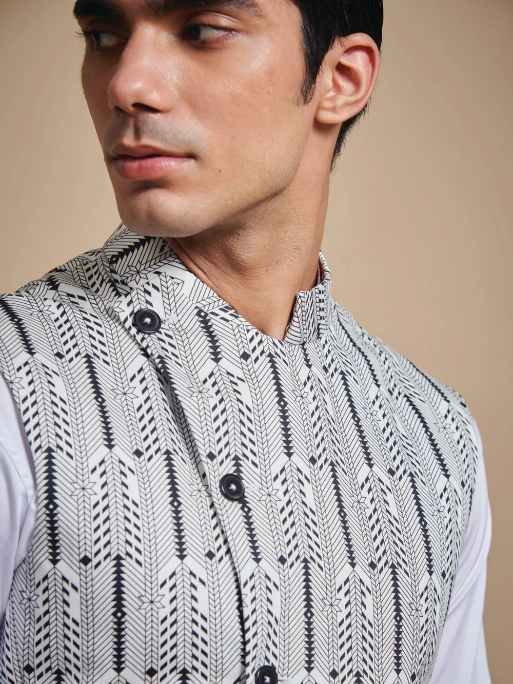 The Printed Off Center Waistcoat