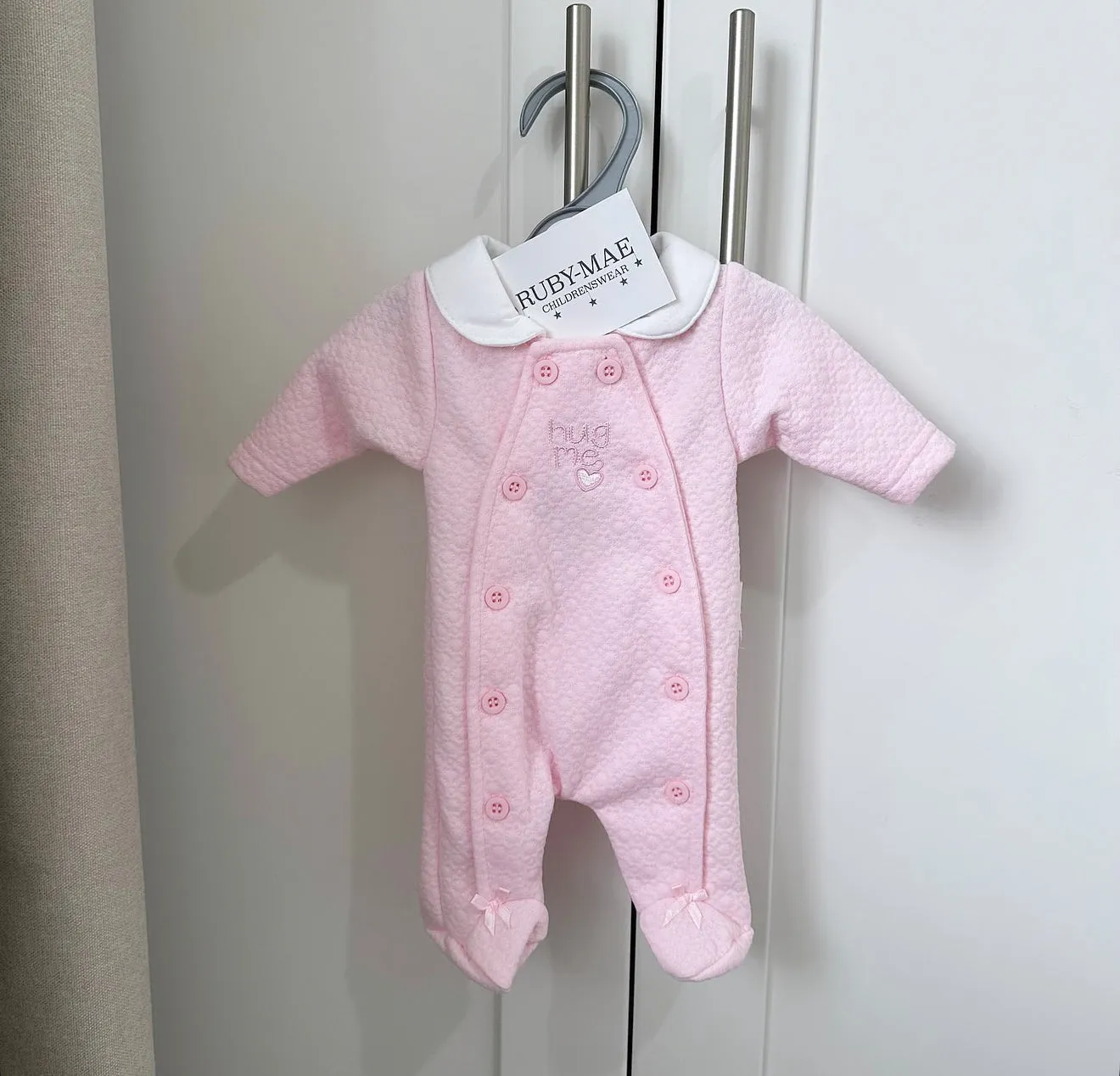 TINY BABY - Pink Hug Me Button Up All In One