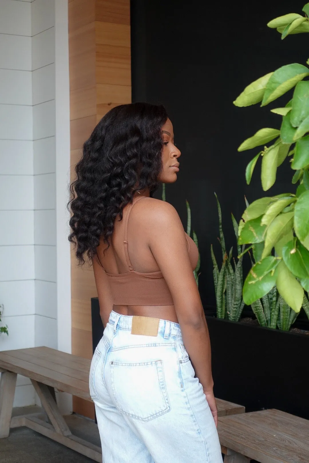 Triangle Cut Cropped Bralette(Cinnamon)