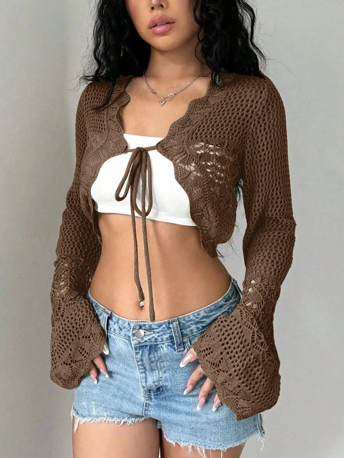 TRNVIE Women's Solid Color Long Sleeve Casual Cardigan