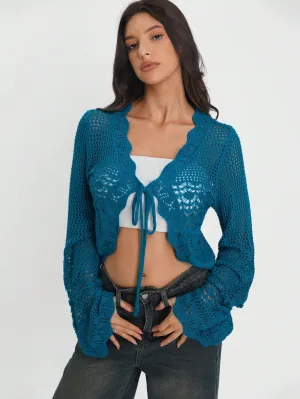 TRNVIE Women's Solid Color Long Sleeve Casual Cardigan