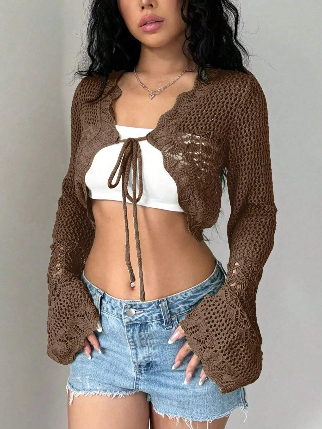 TRNVIE Women's Solid Color Long Sleeve Casual Cardigan