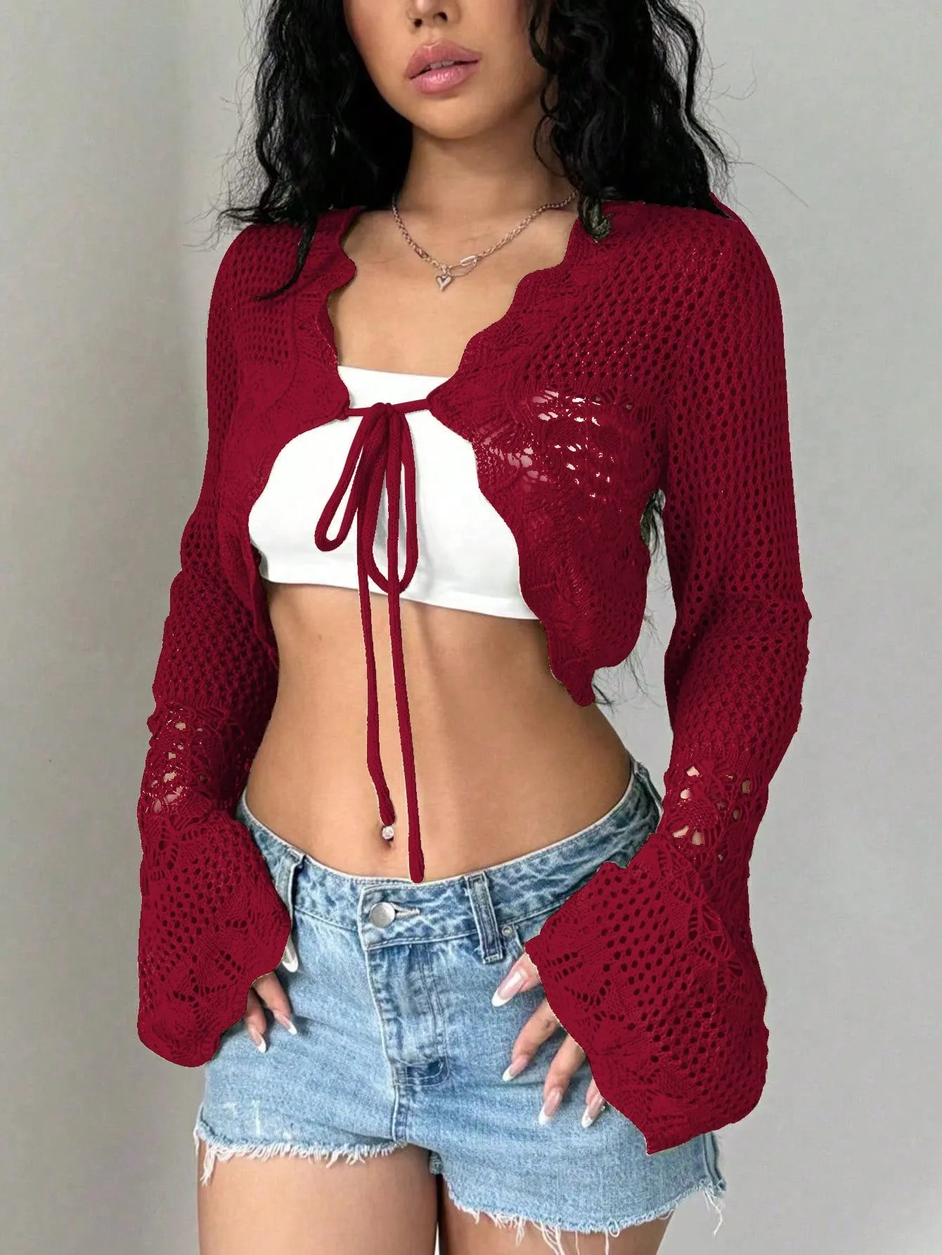 TRNVIE Women's Solid Color Long Sleeve Casual Cardigan