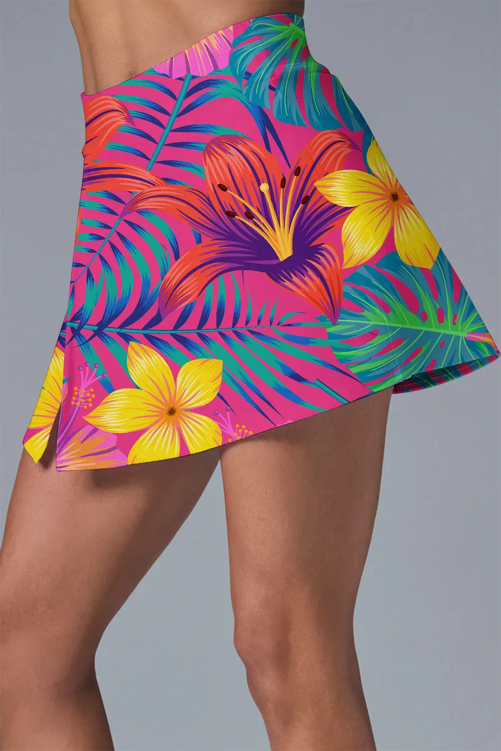 Tropical Sunset Bloom Dress – Neon Floral Activewear Set