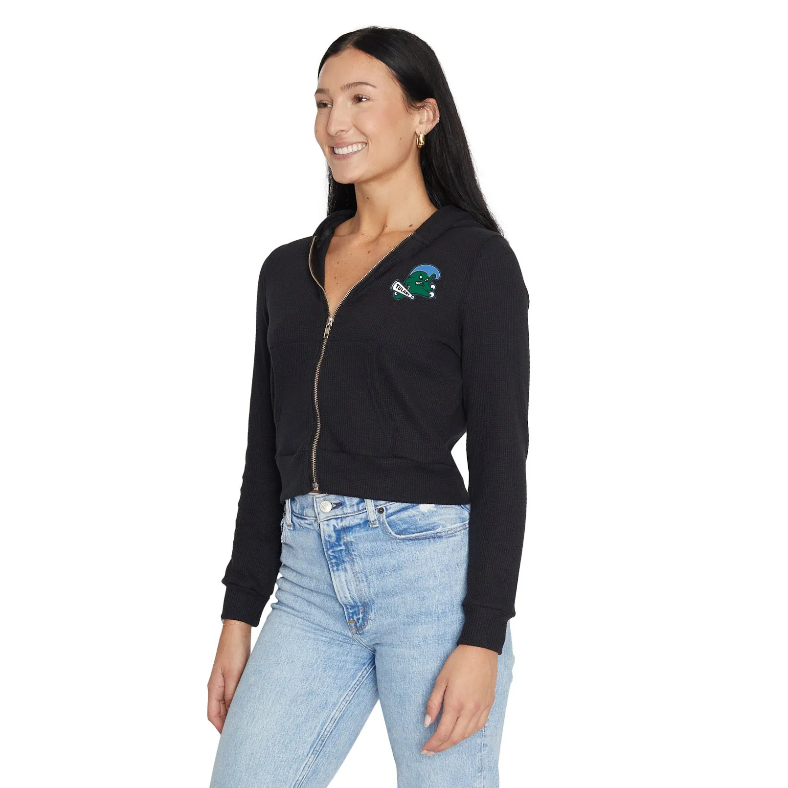 Tulane Waffle Knit Zip Up Hoodie