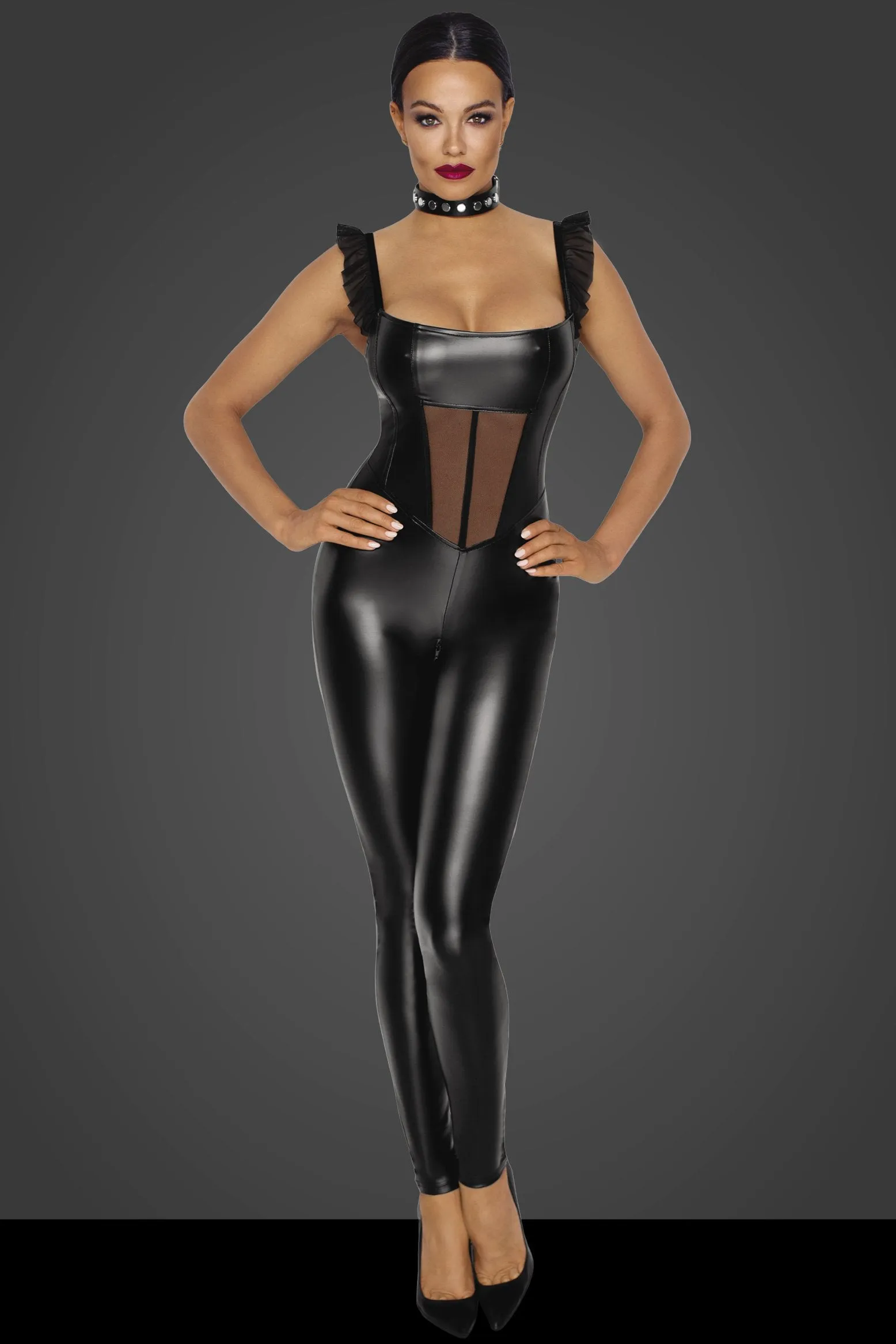 Tulle Panel Powerwetlook Overalls