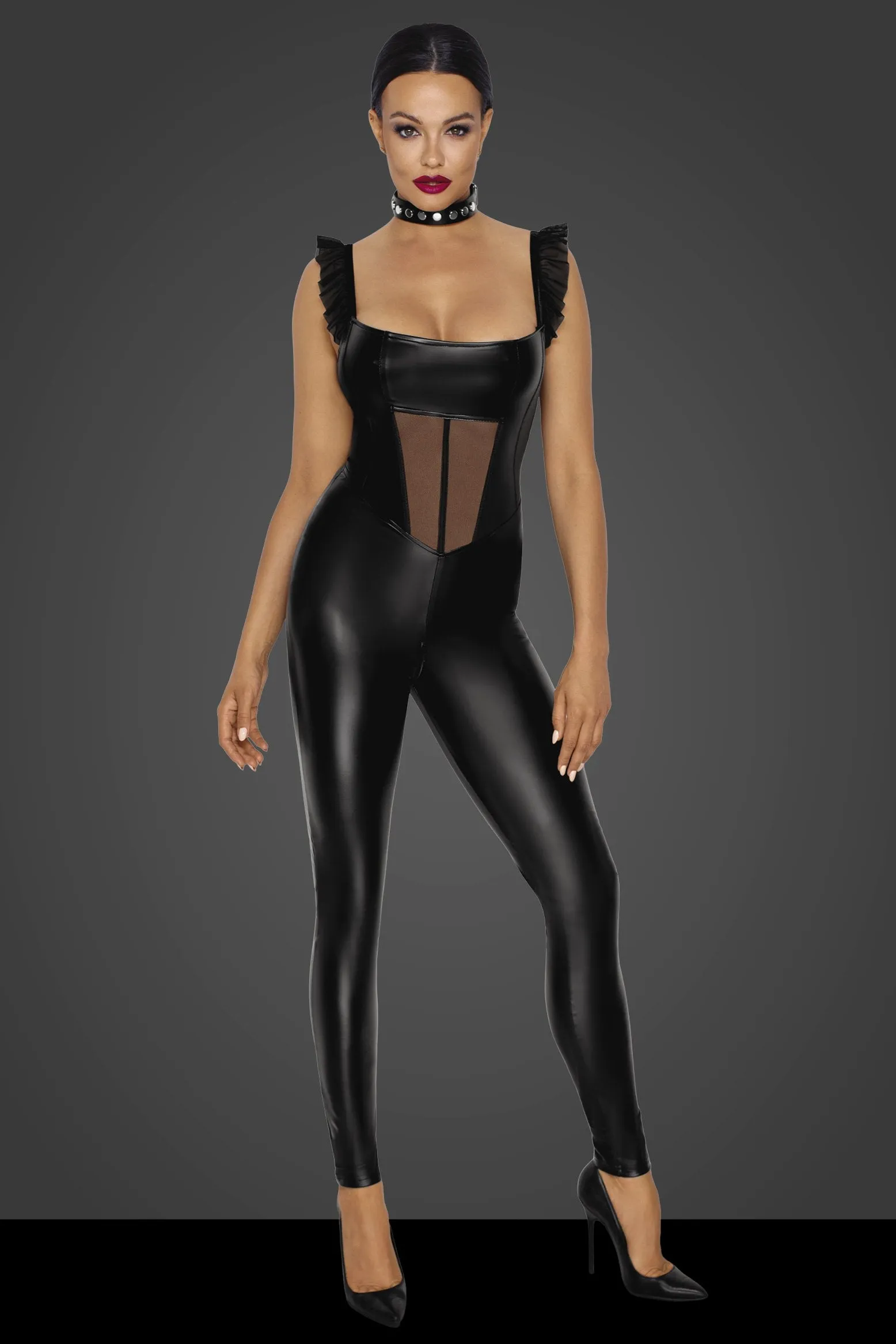Tulle Panel Powerwetlook Overalls