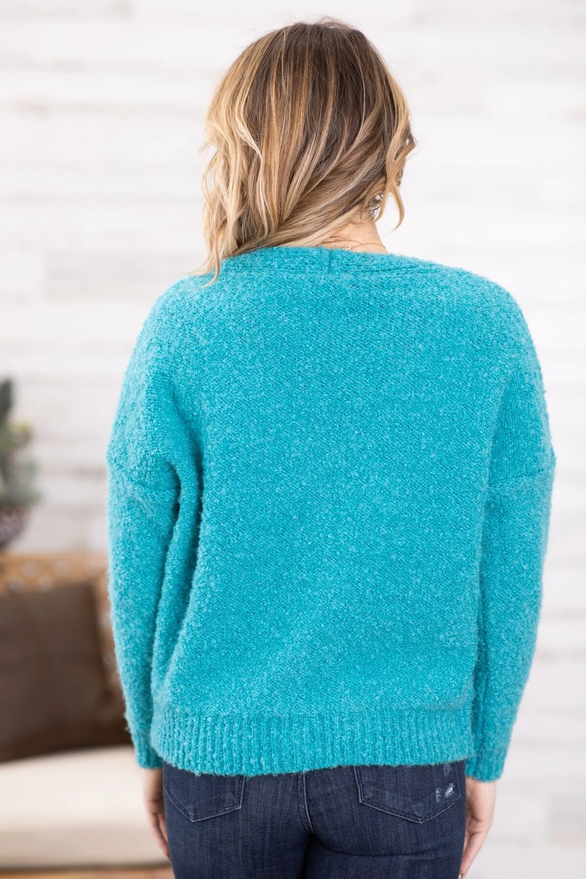 Turquoise Cardigan With Buttons