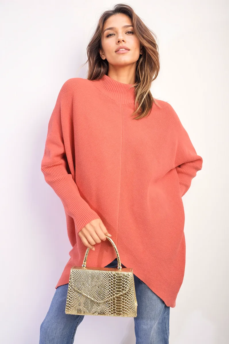 Turtle Neck Longline Knitted Jumper