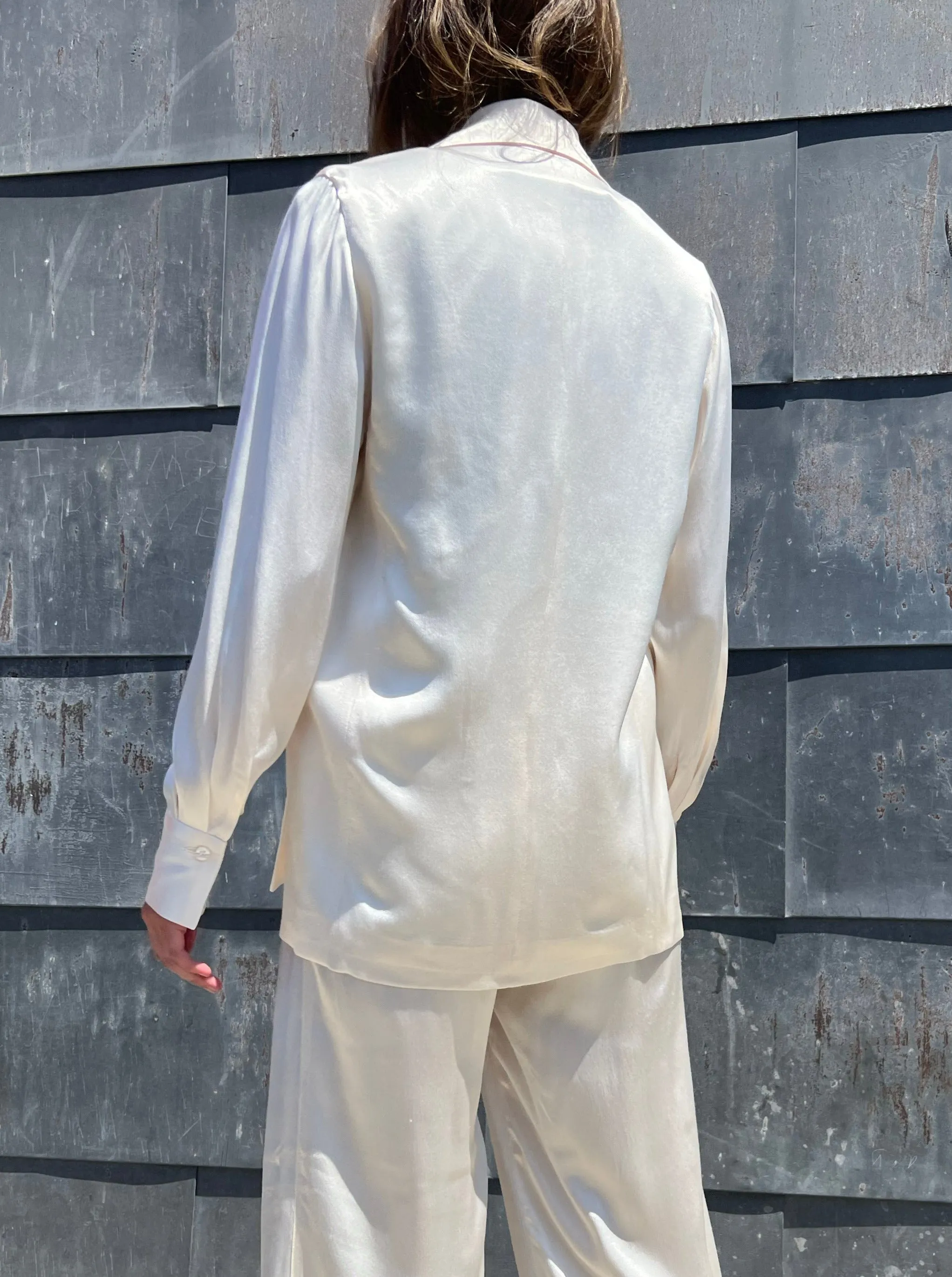 Tux Jacket in Italian Satin - Milk