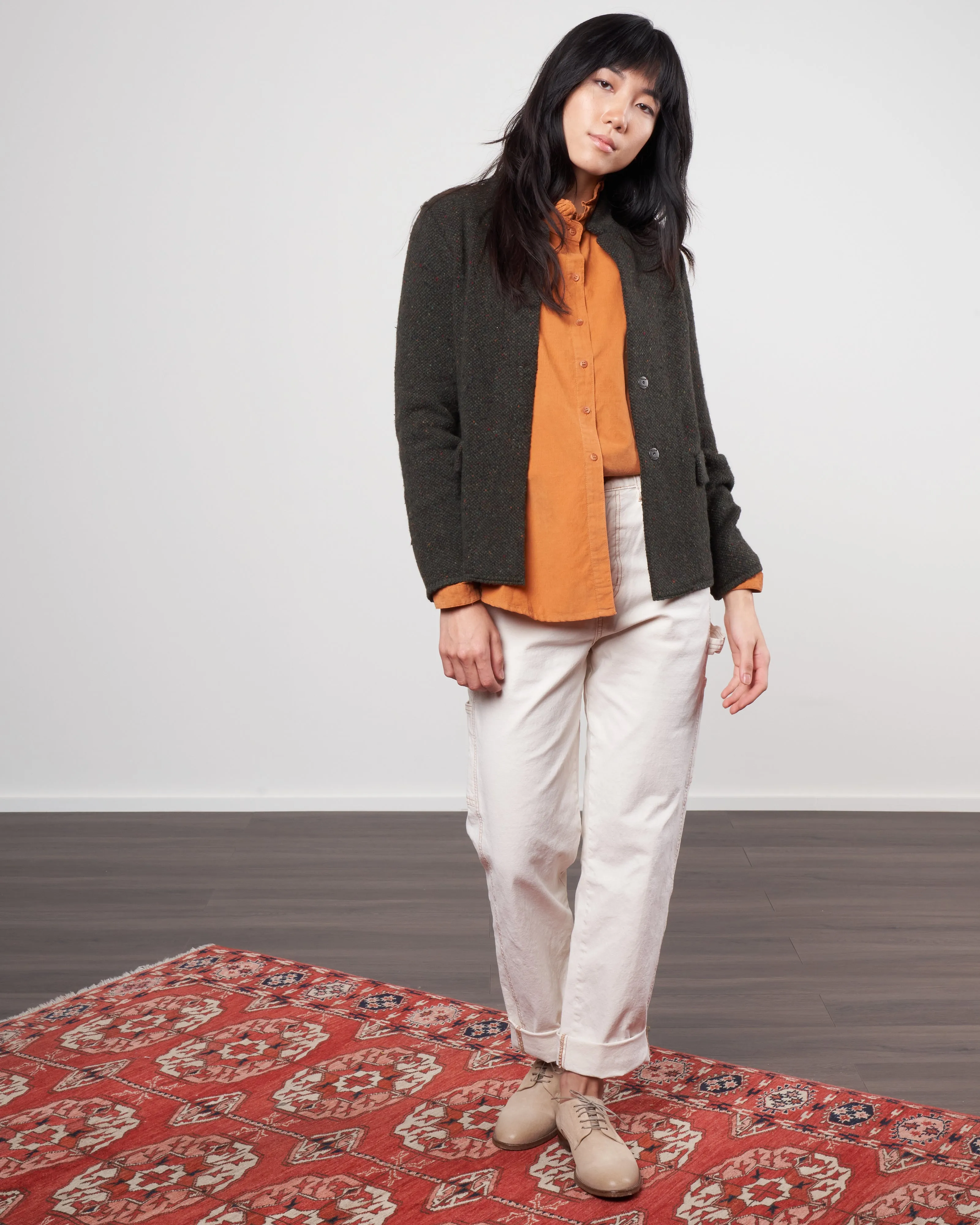 tweed knit jacket - loden