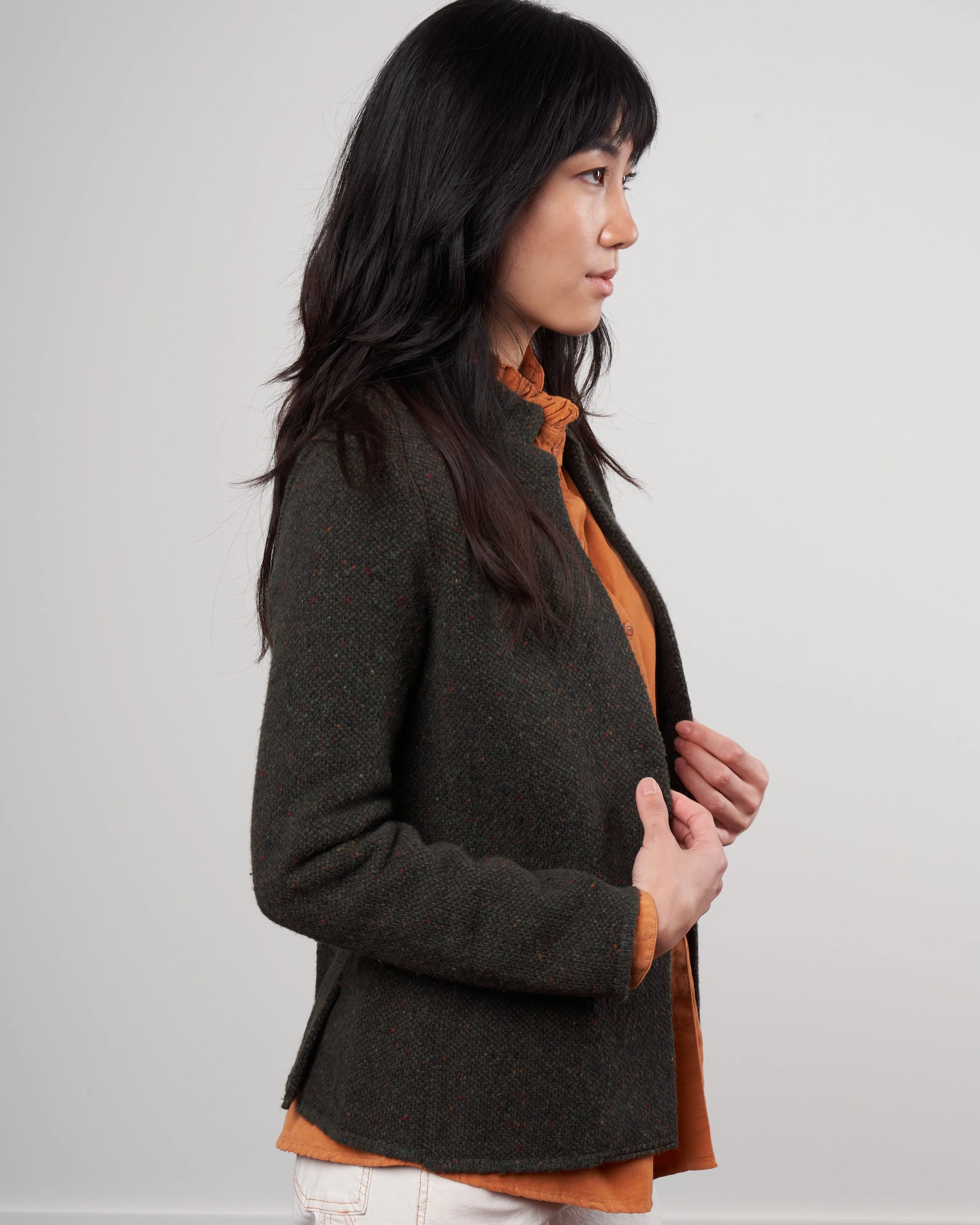 tweed knit jacket - loden