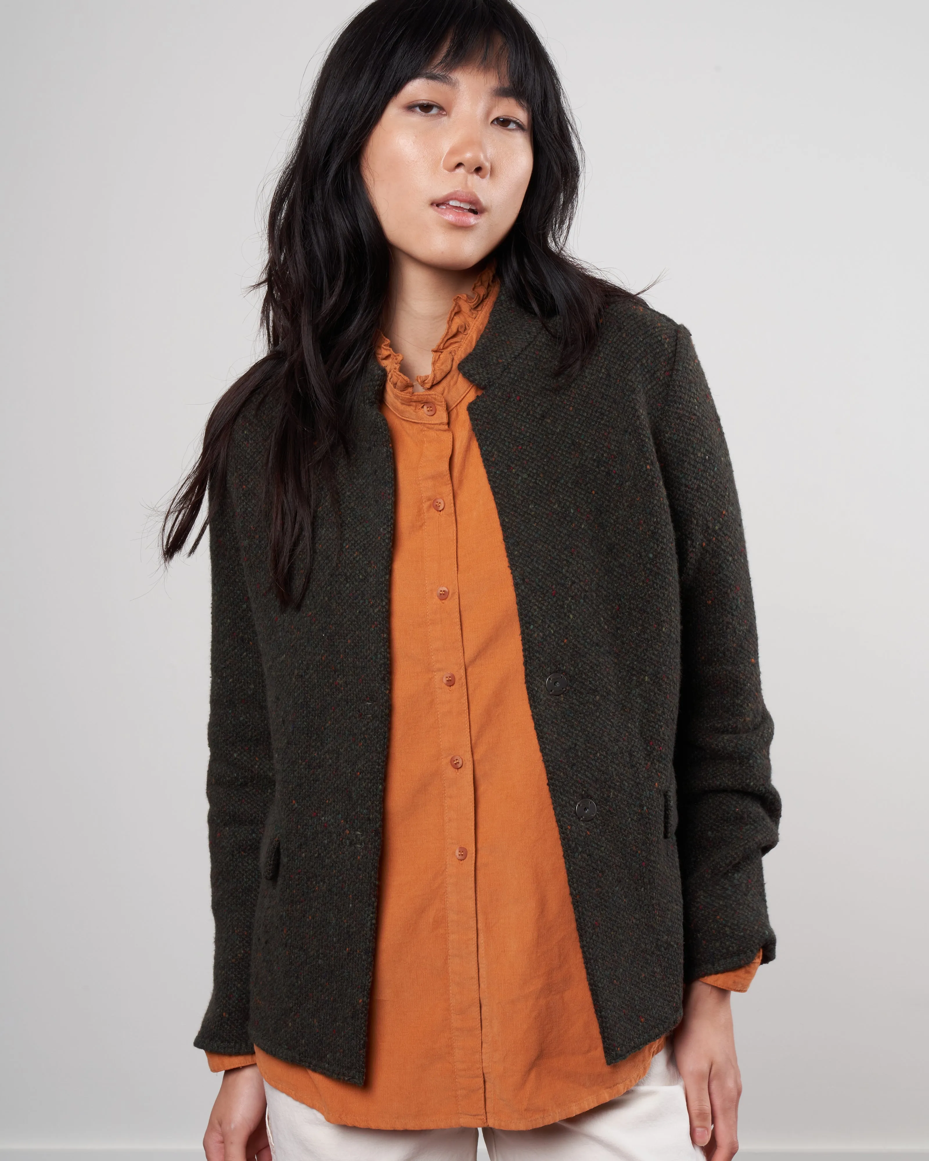tweed knit jacket - loden