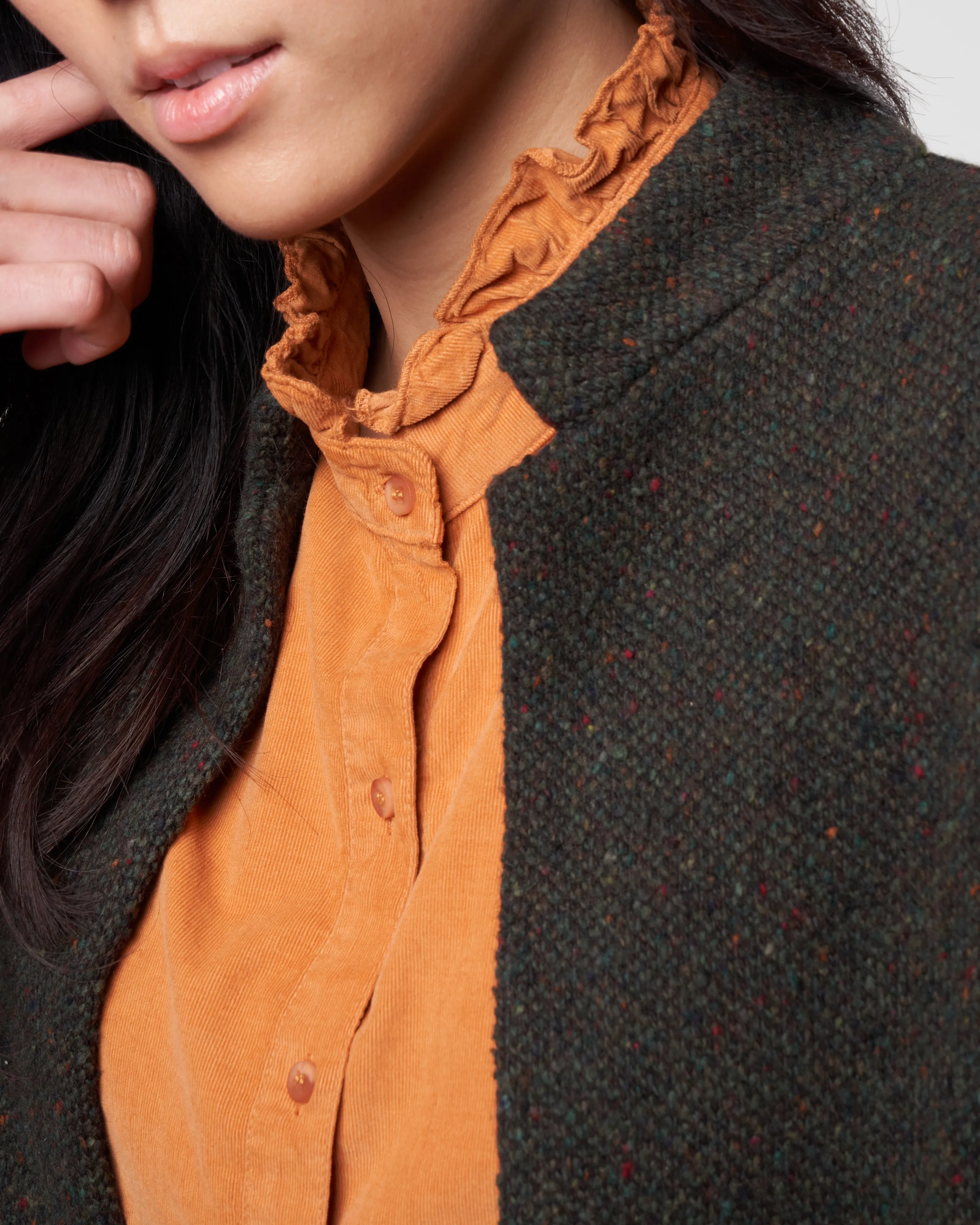 tweed knit jacket - loden