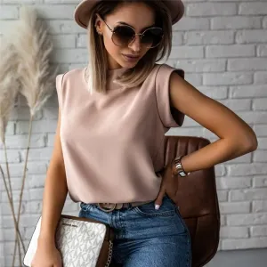 Tyra Mock Neck Cap Sleeve Blouse