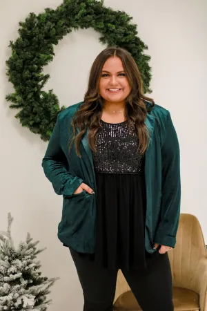 Under the Mistletoe Emerald Velvet Blazer