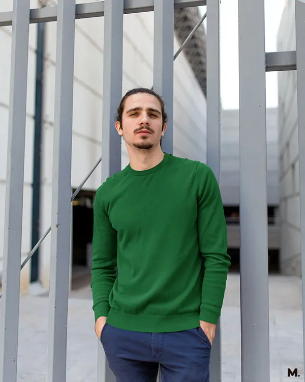 Unisex Solid olive green sweatshirt