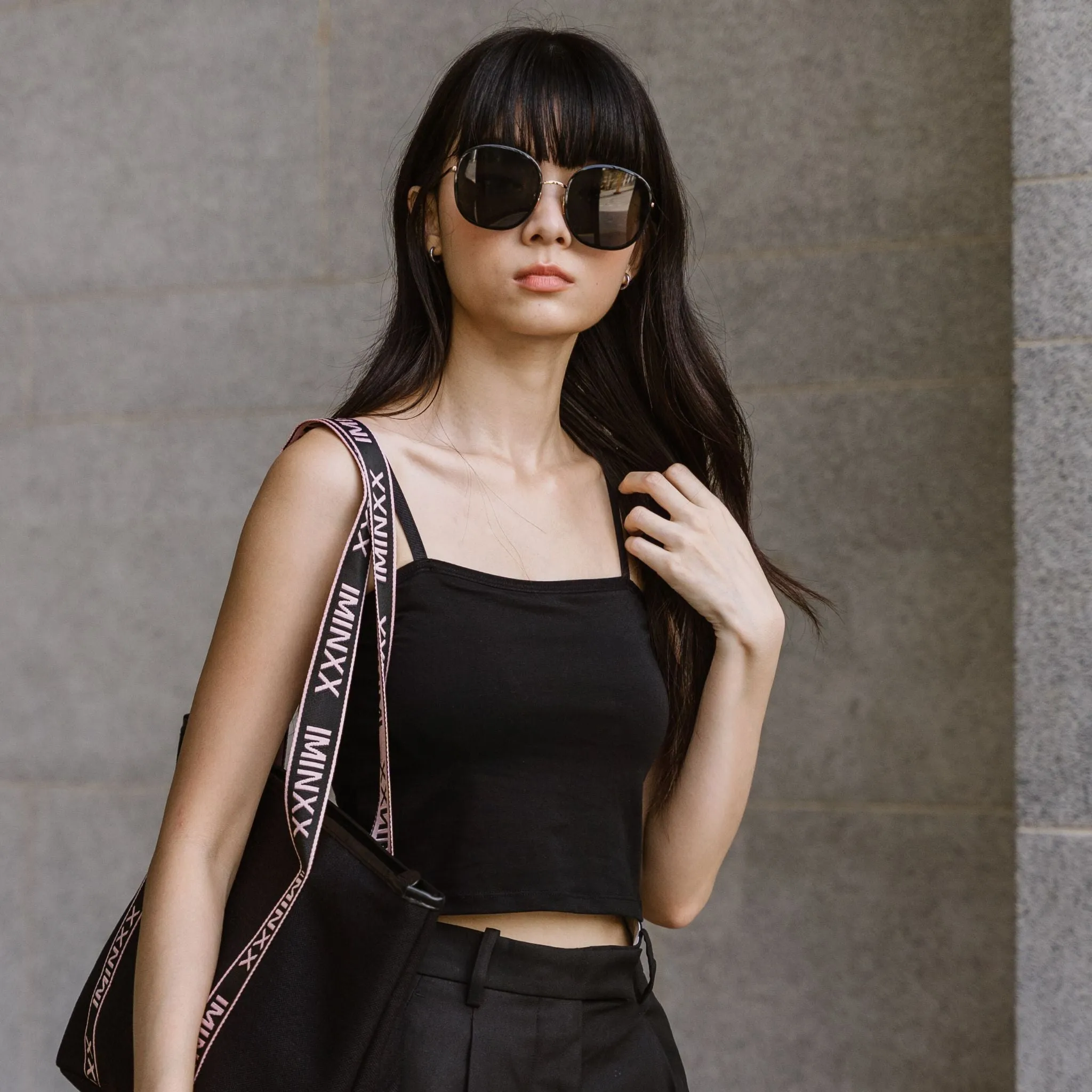 Urban Edge! Cami Bra Top (Solid Cotton) in Black