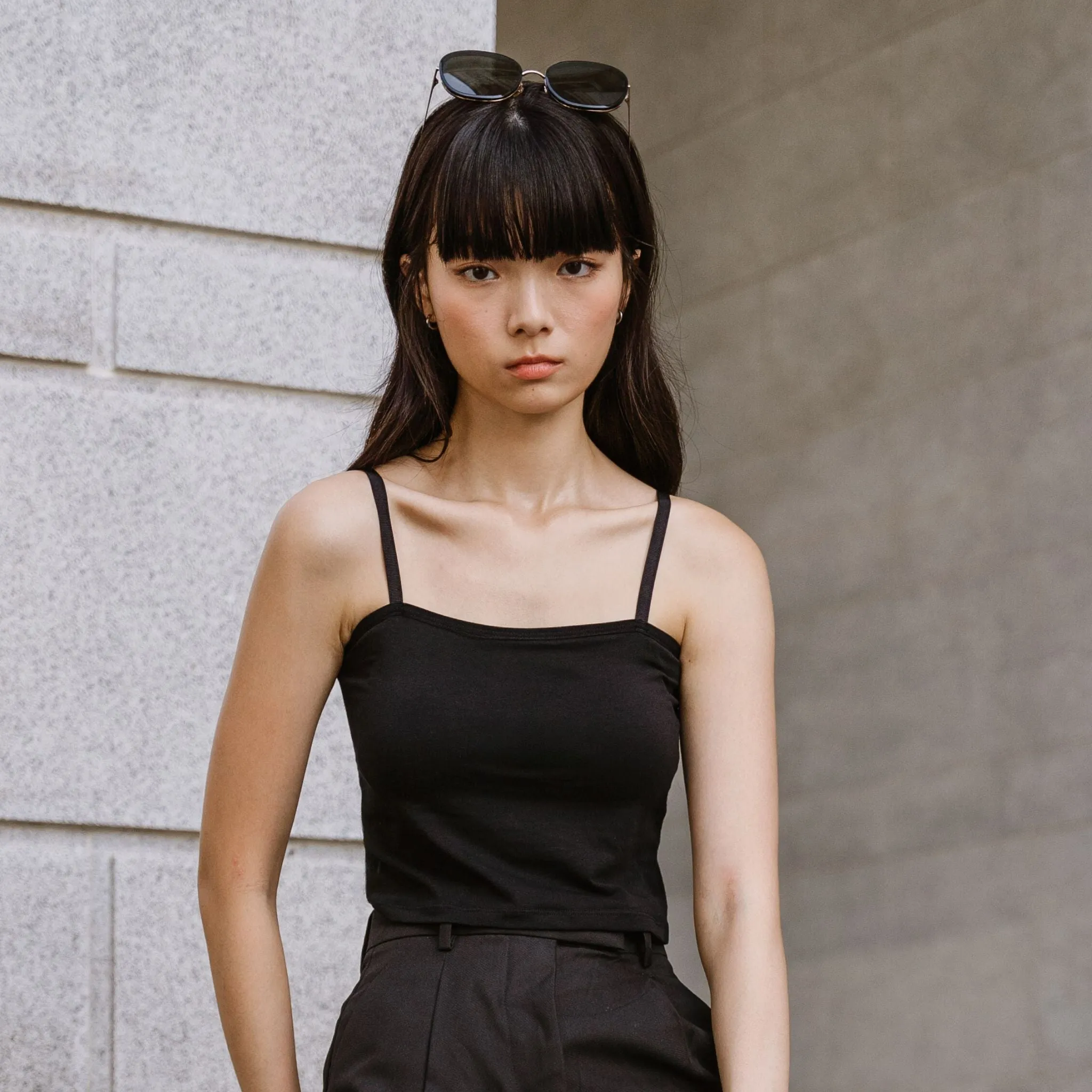 Urban Edge! Cami Bra Top (Solid Cotton) in Black
