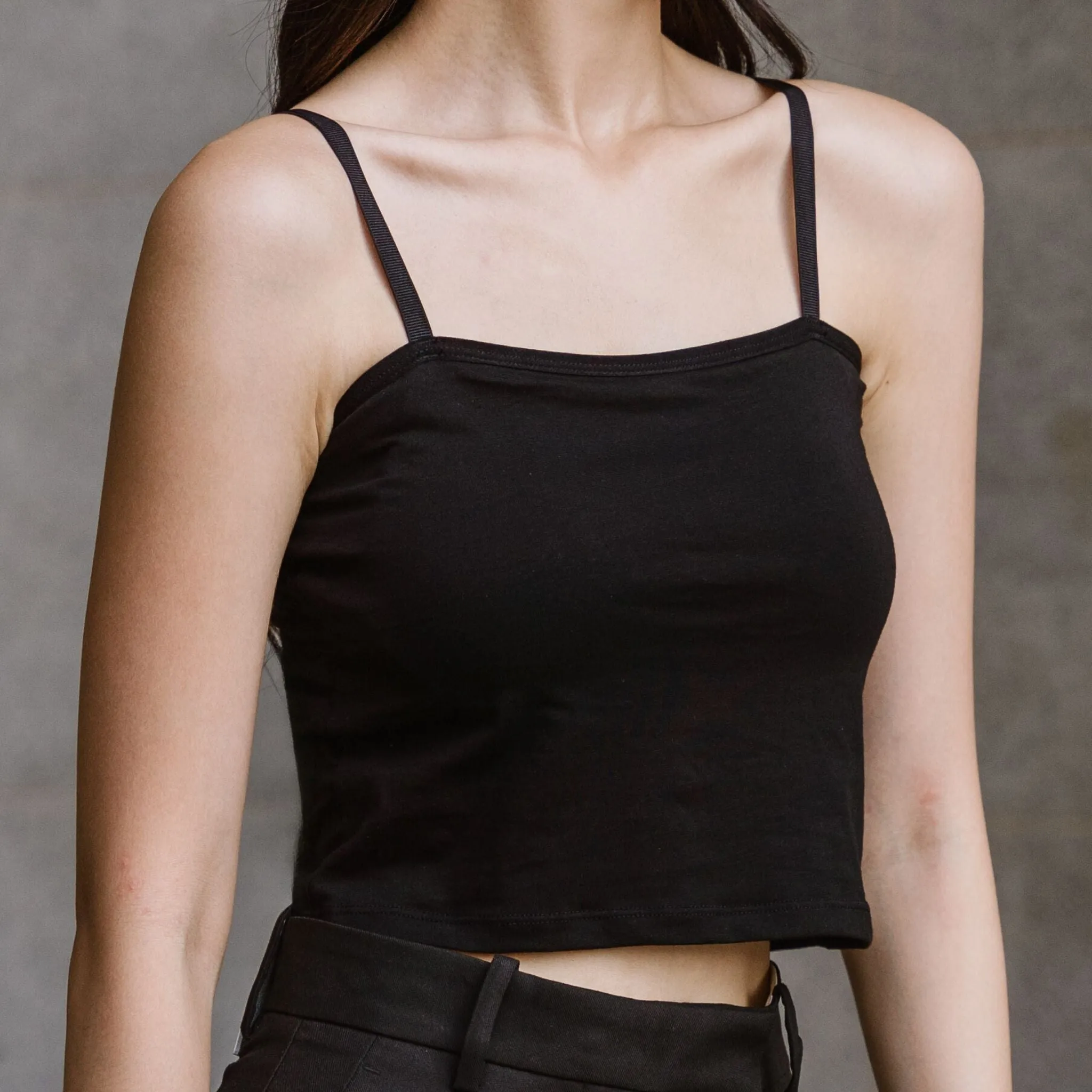 Urban Edge! Cami Bra Top (Solid Cotton) in Black