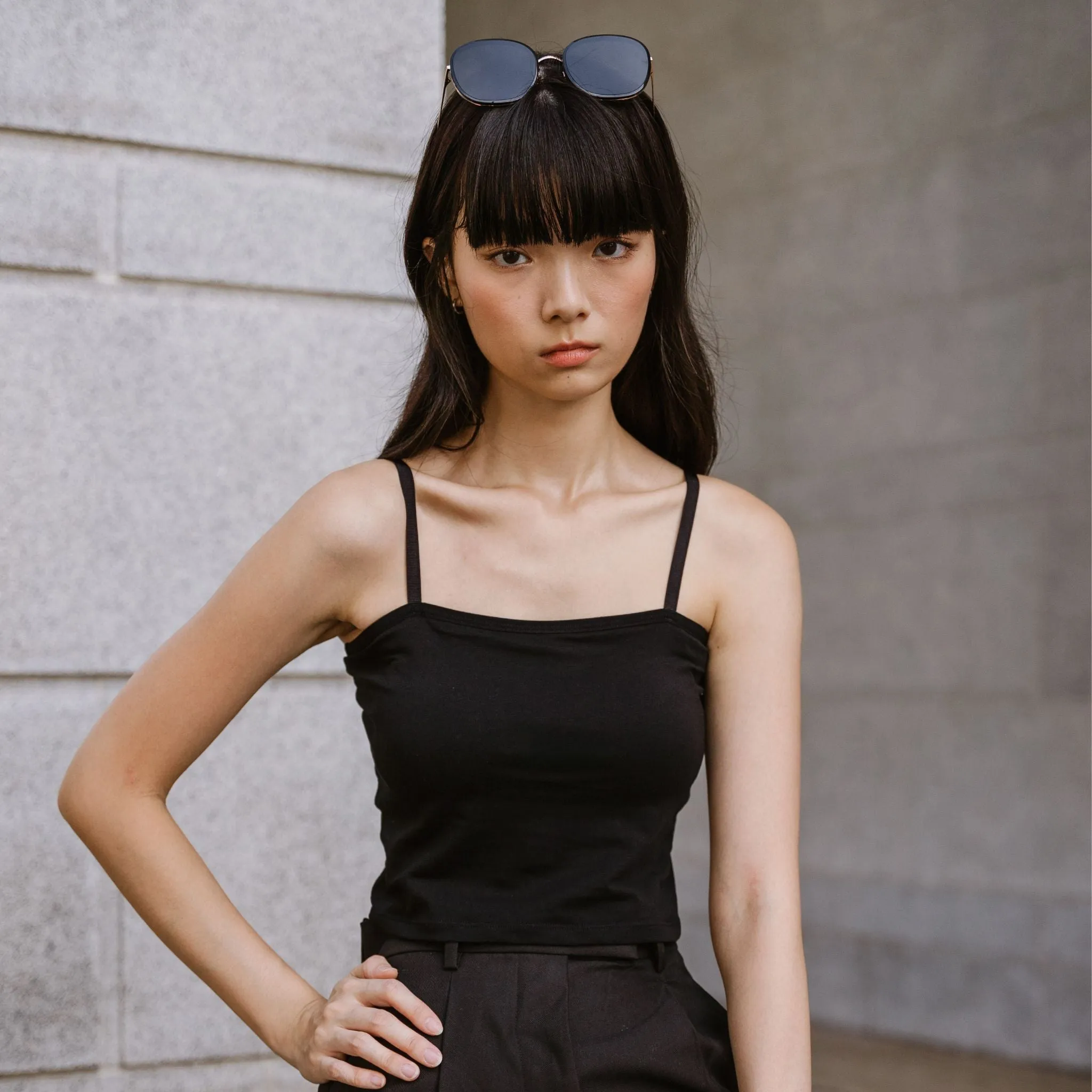 Urban Edge! Cami Bra Top (Solid Cotton) in Black