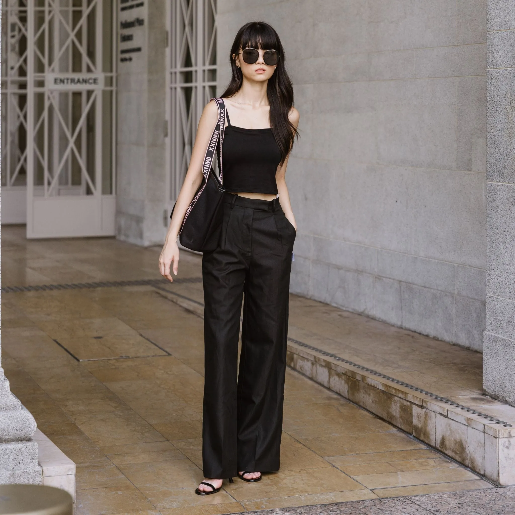 Urban Edge! Cami Bra Top (Solid Cotton) in Black