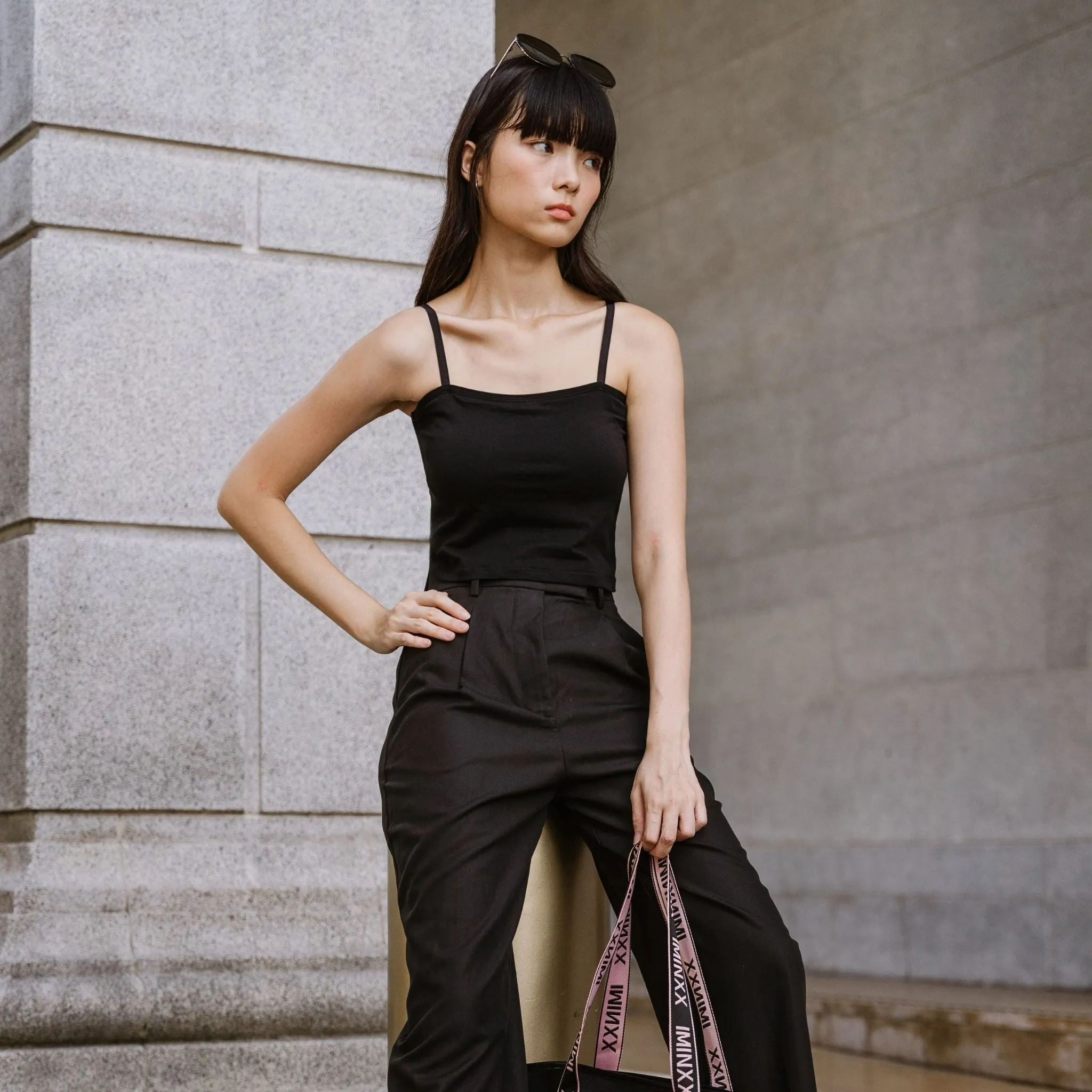Urban Edge! Cami Bra Top (Solid Cotton) in Black