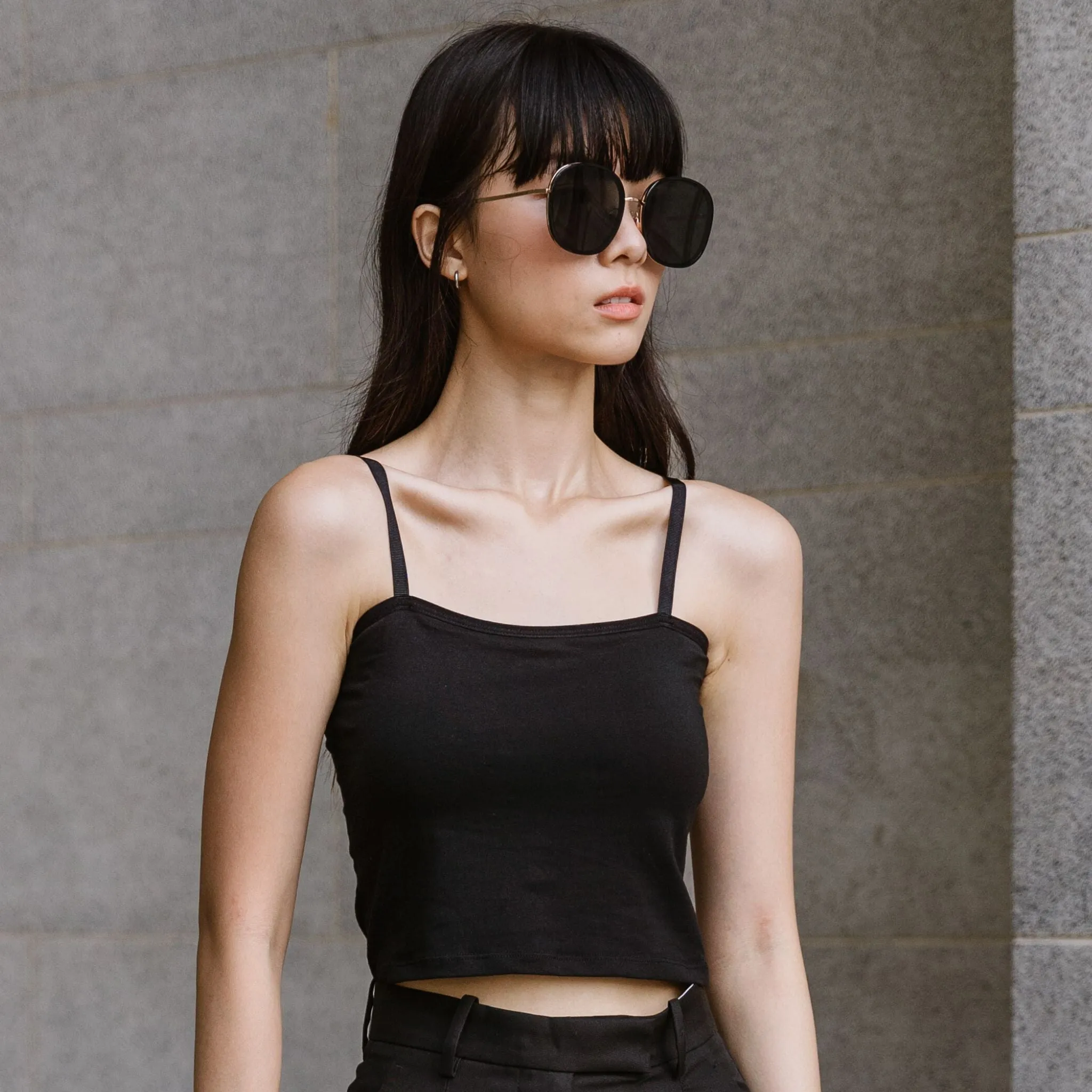 Urban Edge! Cami Bra Top (Solid Cotton) in Black