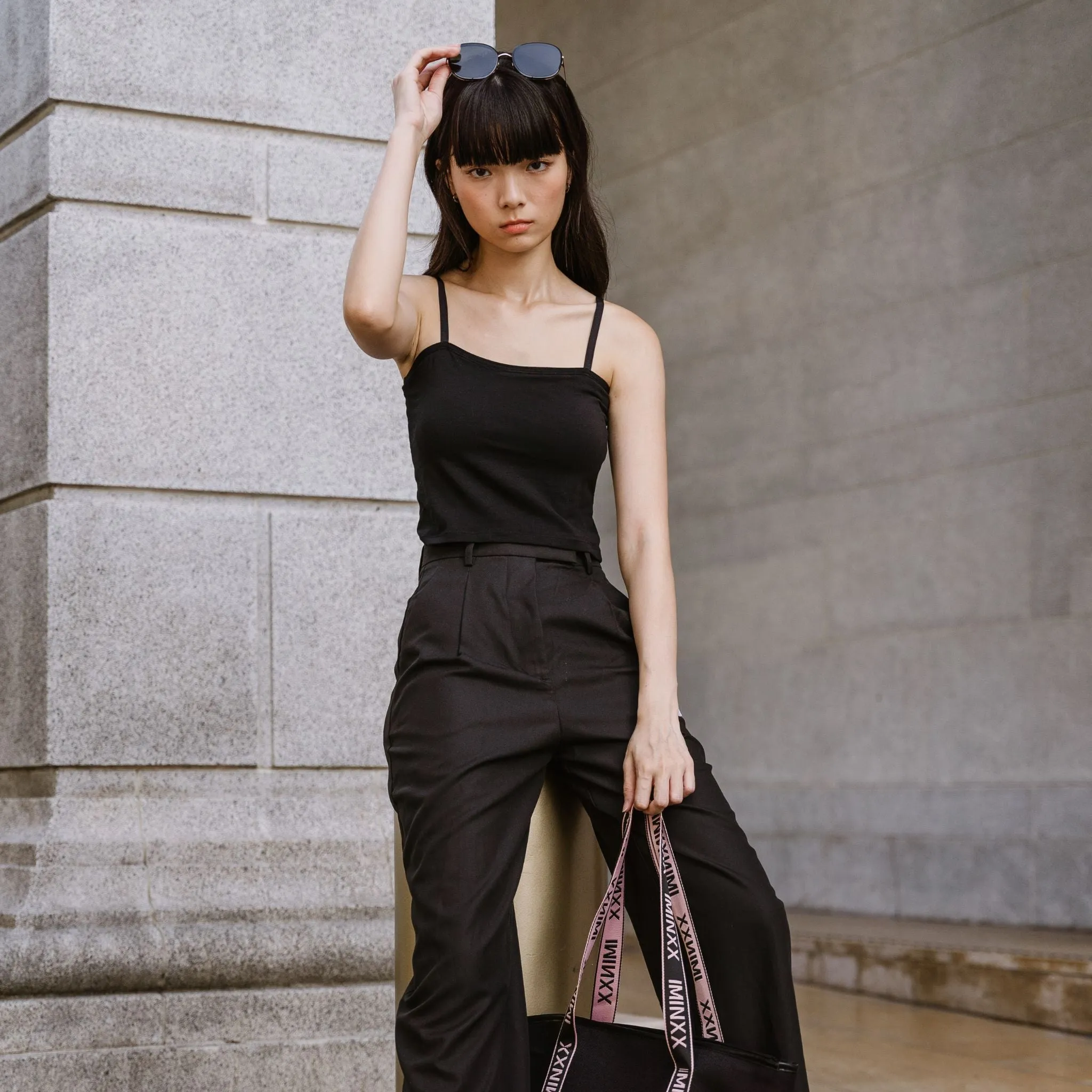 Urban Edge! Cami Bra Top (Solid Cotton) in Black