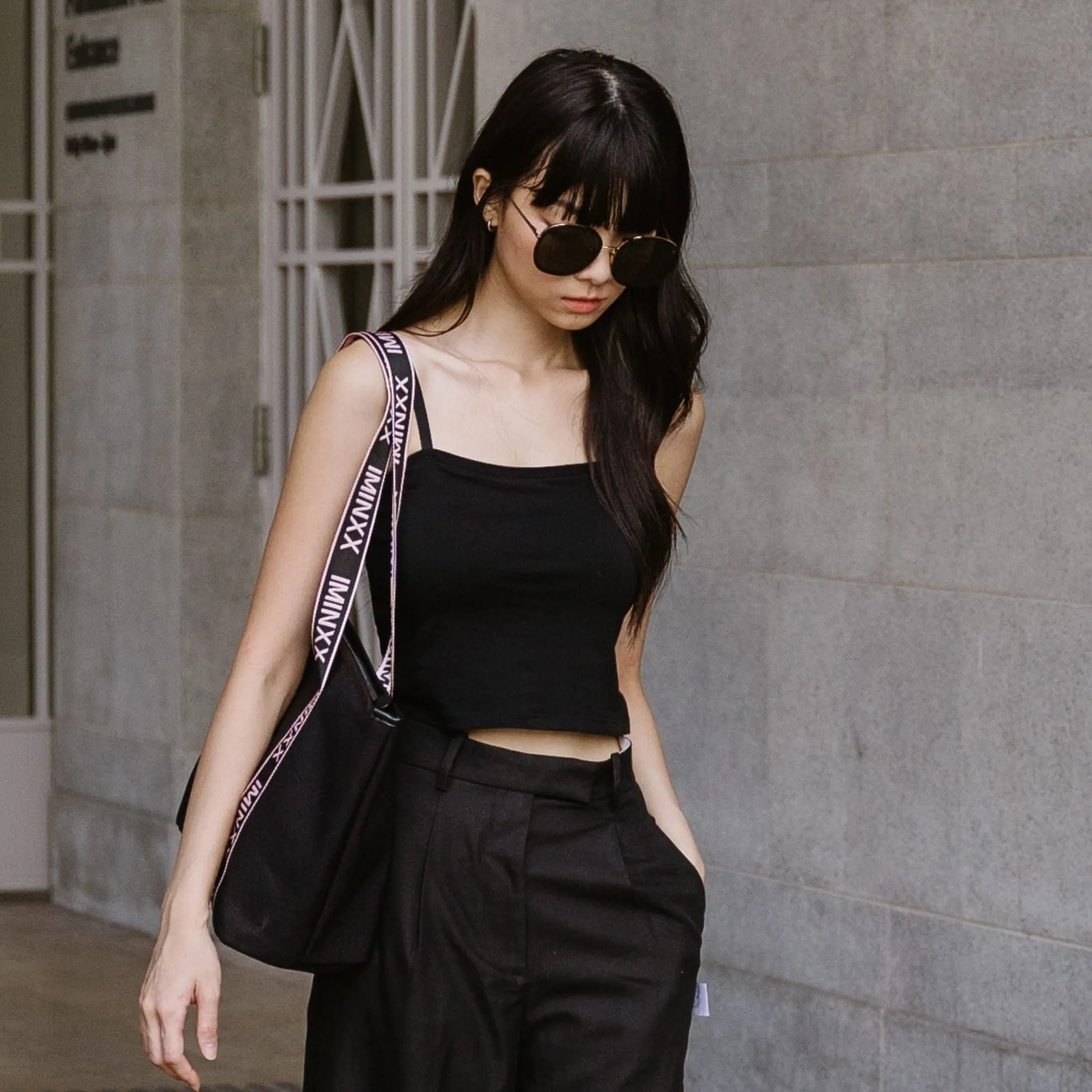 Urban Edge! Cami Bra Top (Solid Cotton) in Black