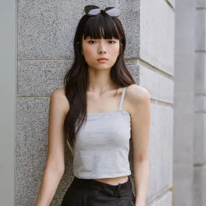 Urban Edge! Cami Bra Top (Solid Cotton) in Creme Grey