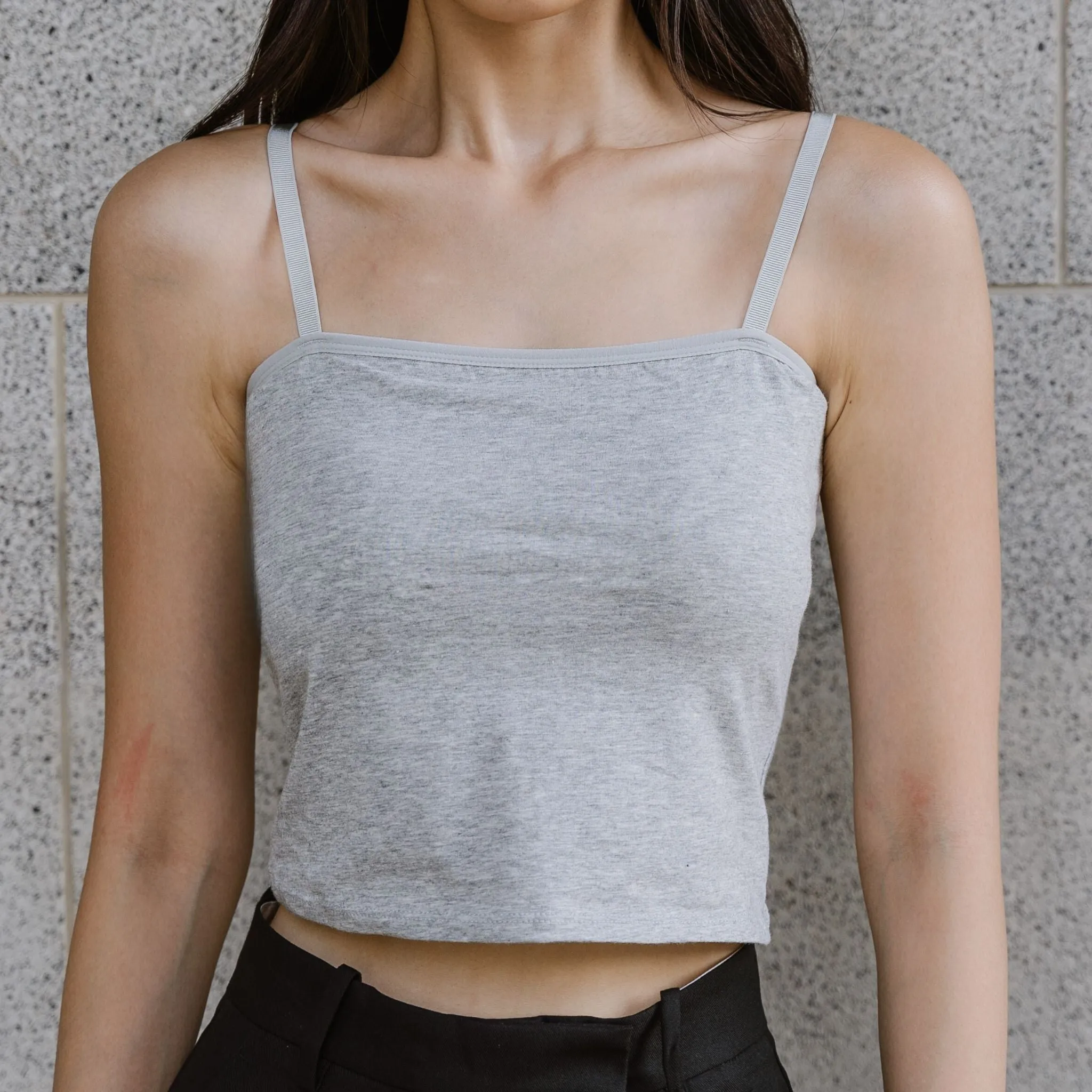 Urban Edge! Cami Bra Top (Solid Cotton) in Creme Grey