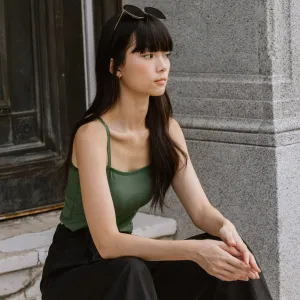 Urban Edge! Cami Bra Top (Solid Cotton) in Creme Matcha