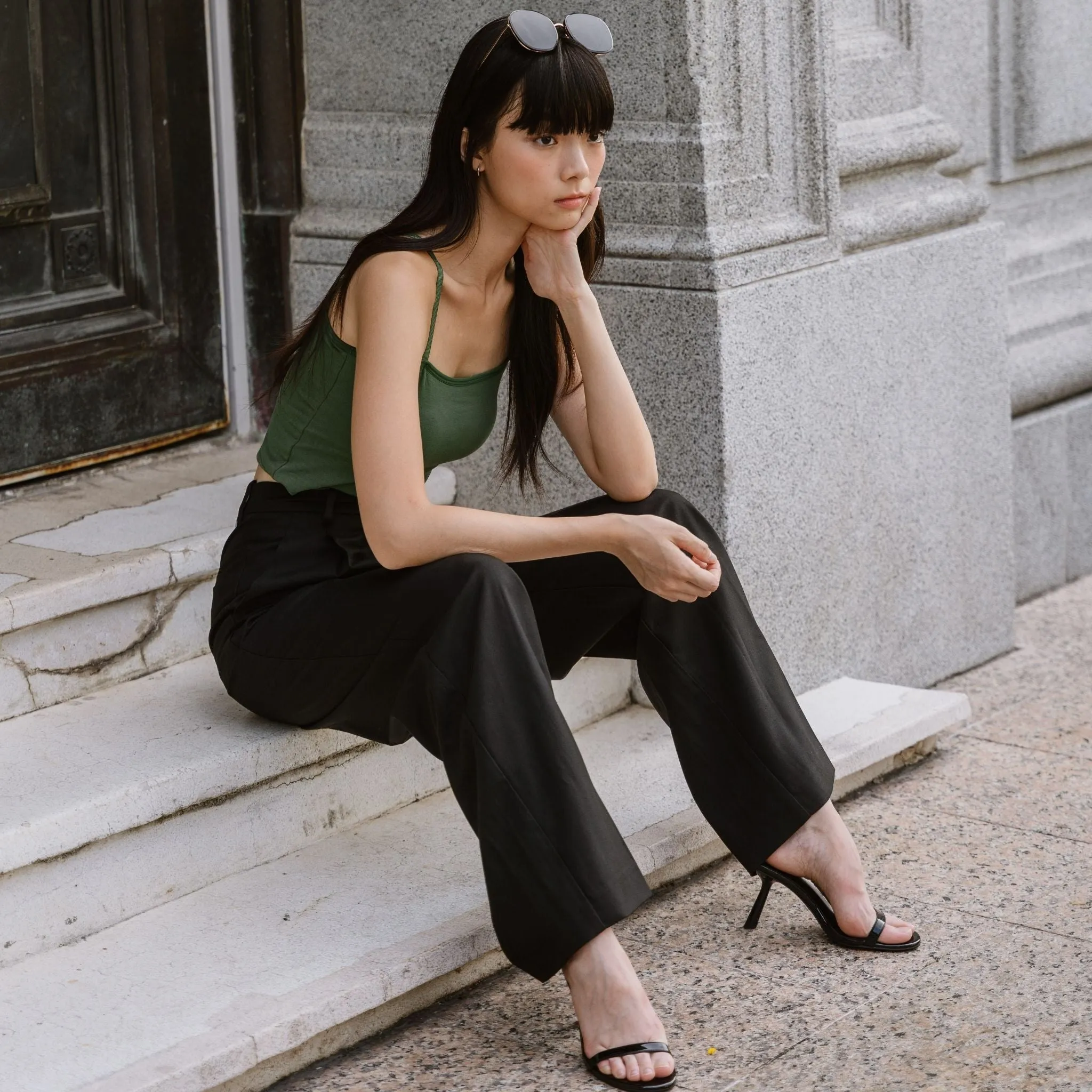 Urban Edge! Cami Bra Top (Solid Cotton) in Creme Matcha