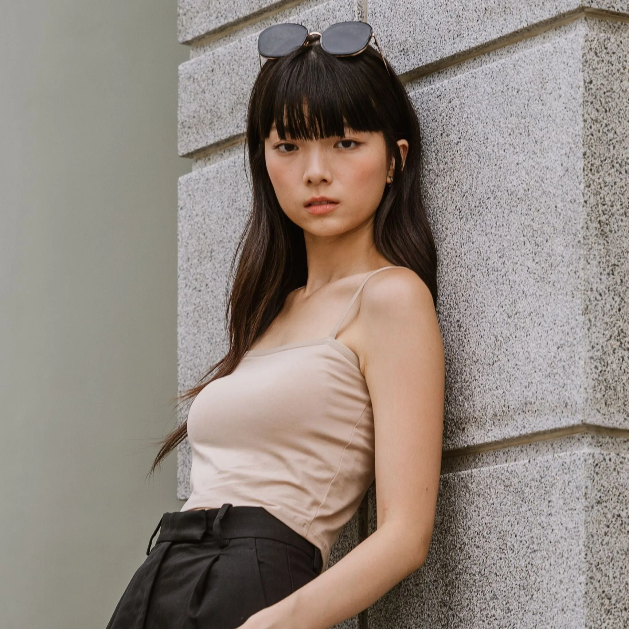 Urban Edge! Cami Bra Top (Solid Cotton) in Creme Nude