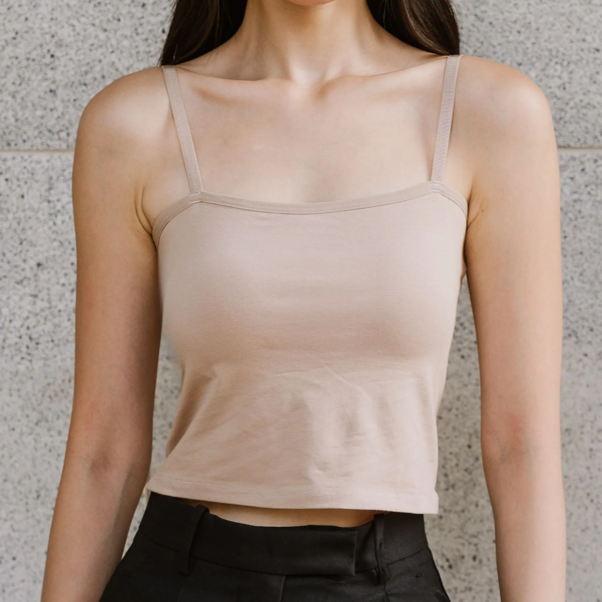 Urban Edge! Cami Bra Top (Solid Cotton) in Creme Nude