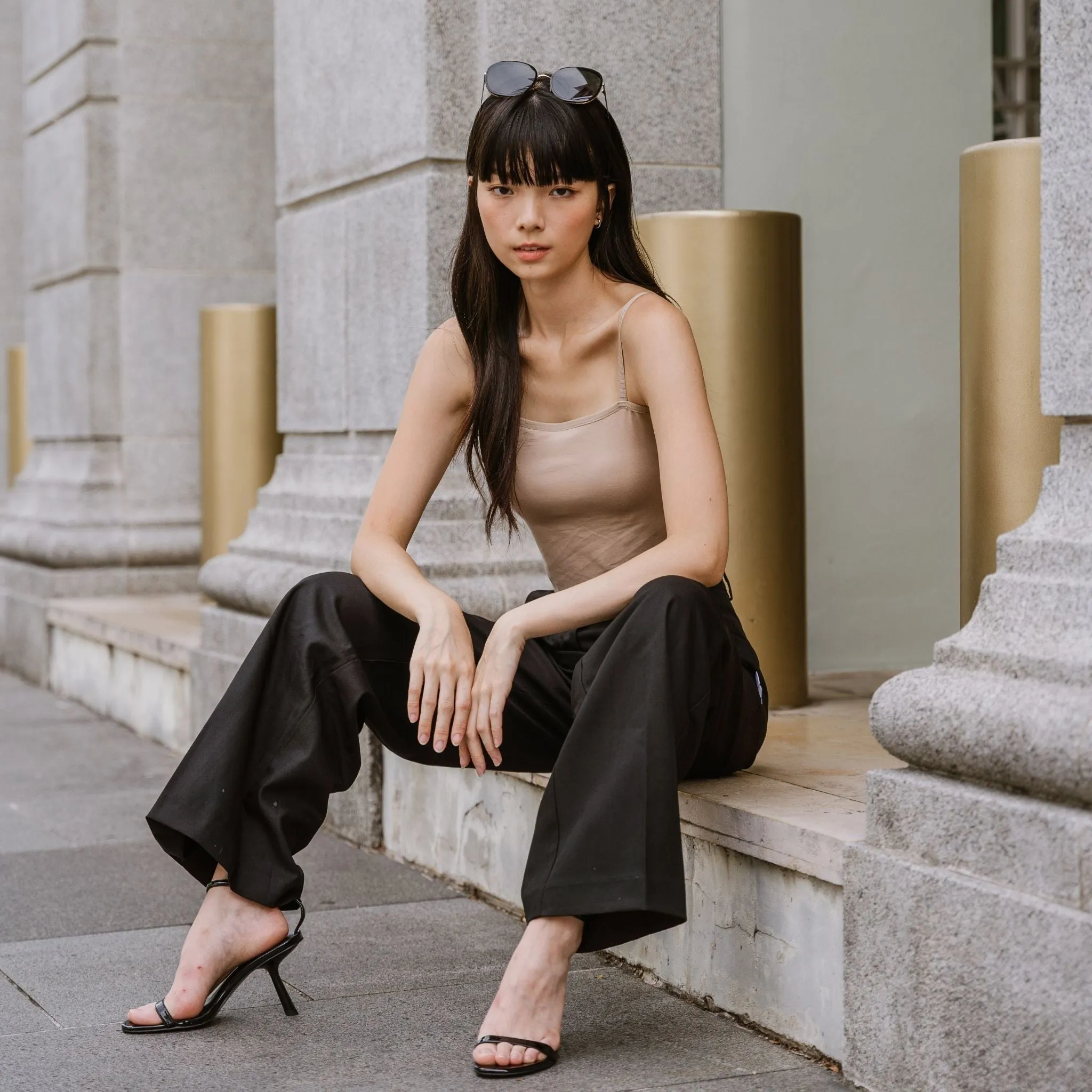 Urban Edge! Cami Bra Top (Solid Cotton) in Creme Nude