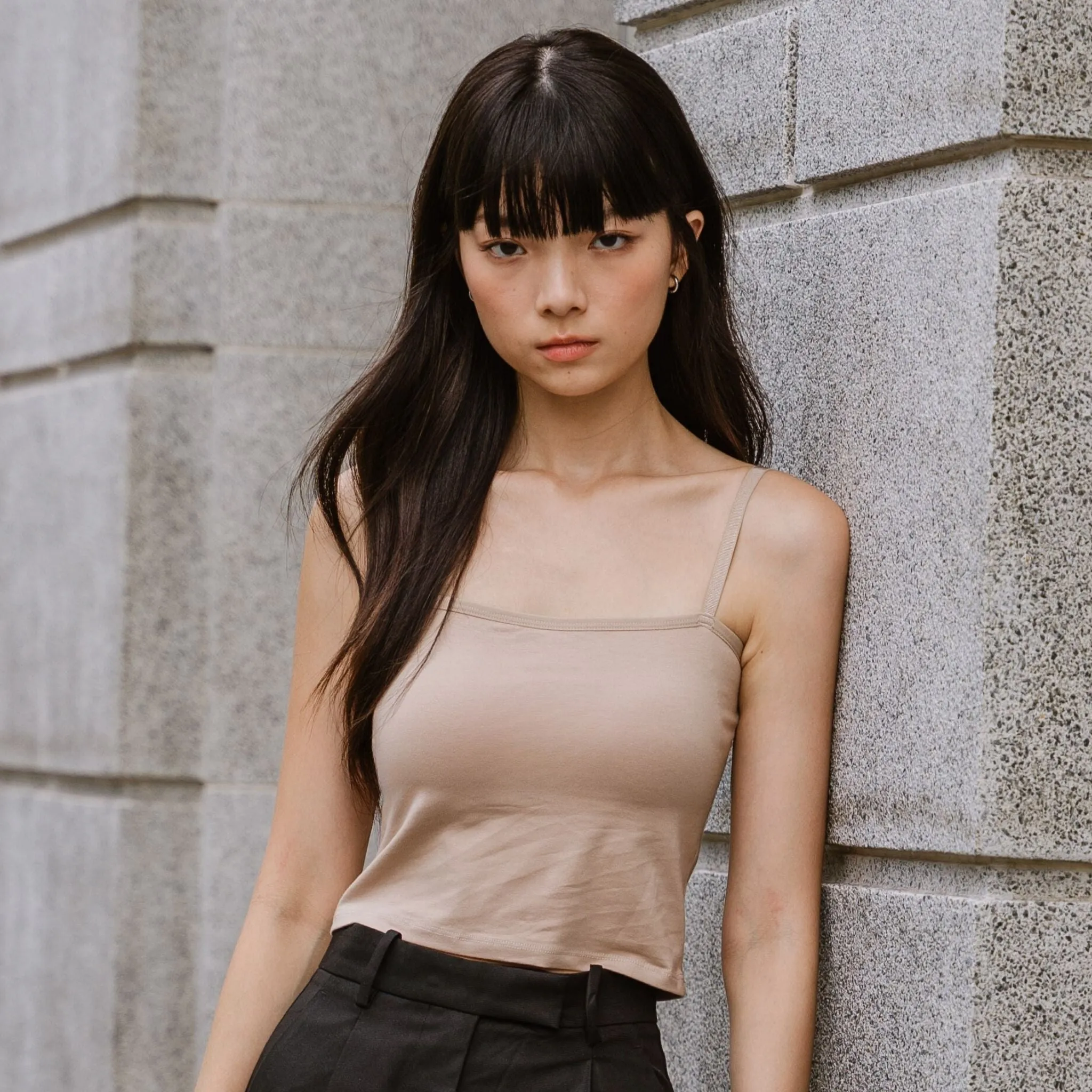 Urban Edge! Cami Bra Top (Solid Cotton) in Creme Nude