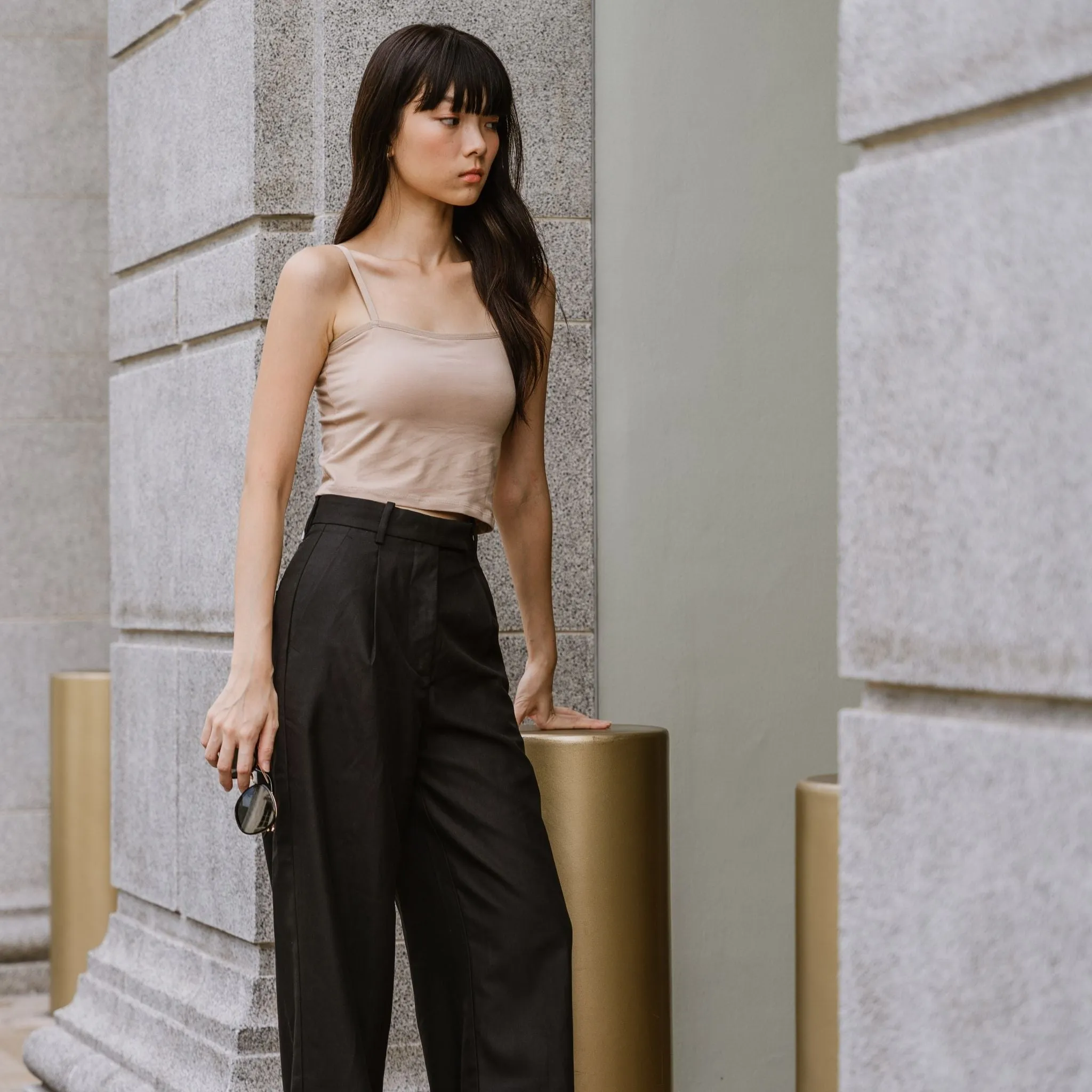 Urban Edge! Cami Bra Top (Solid Cotton) in Creme Nude