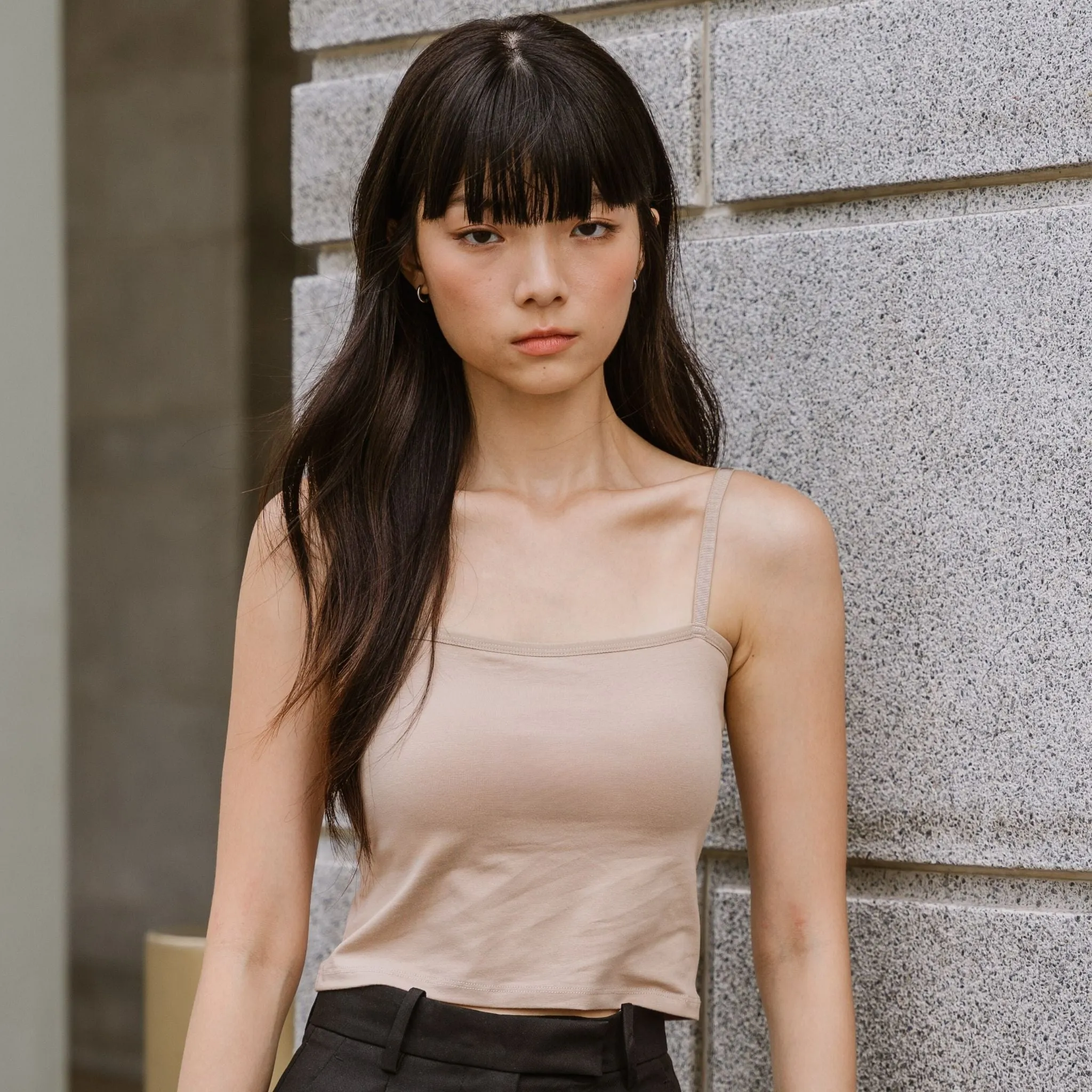 Urban Edge! Cami Bra Top (Solid Cotton) in Creme Nude