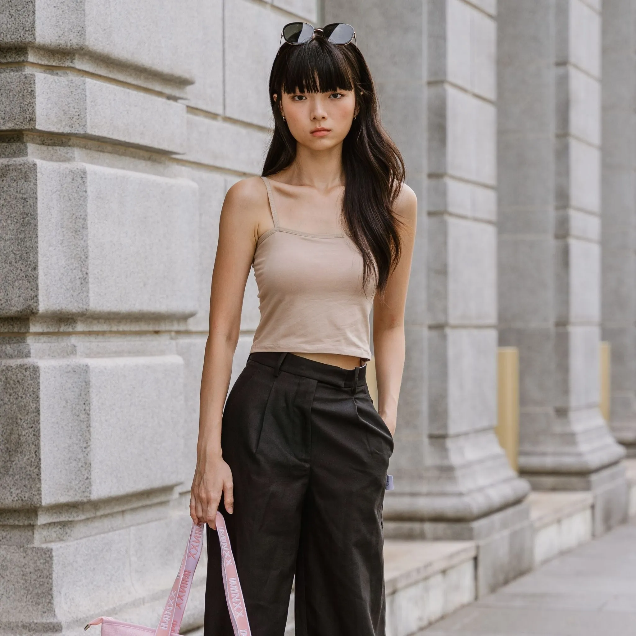 Urban Edge! Cami Bra Top (Solid Cotton) in Creme Nude