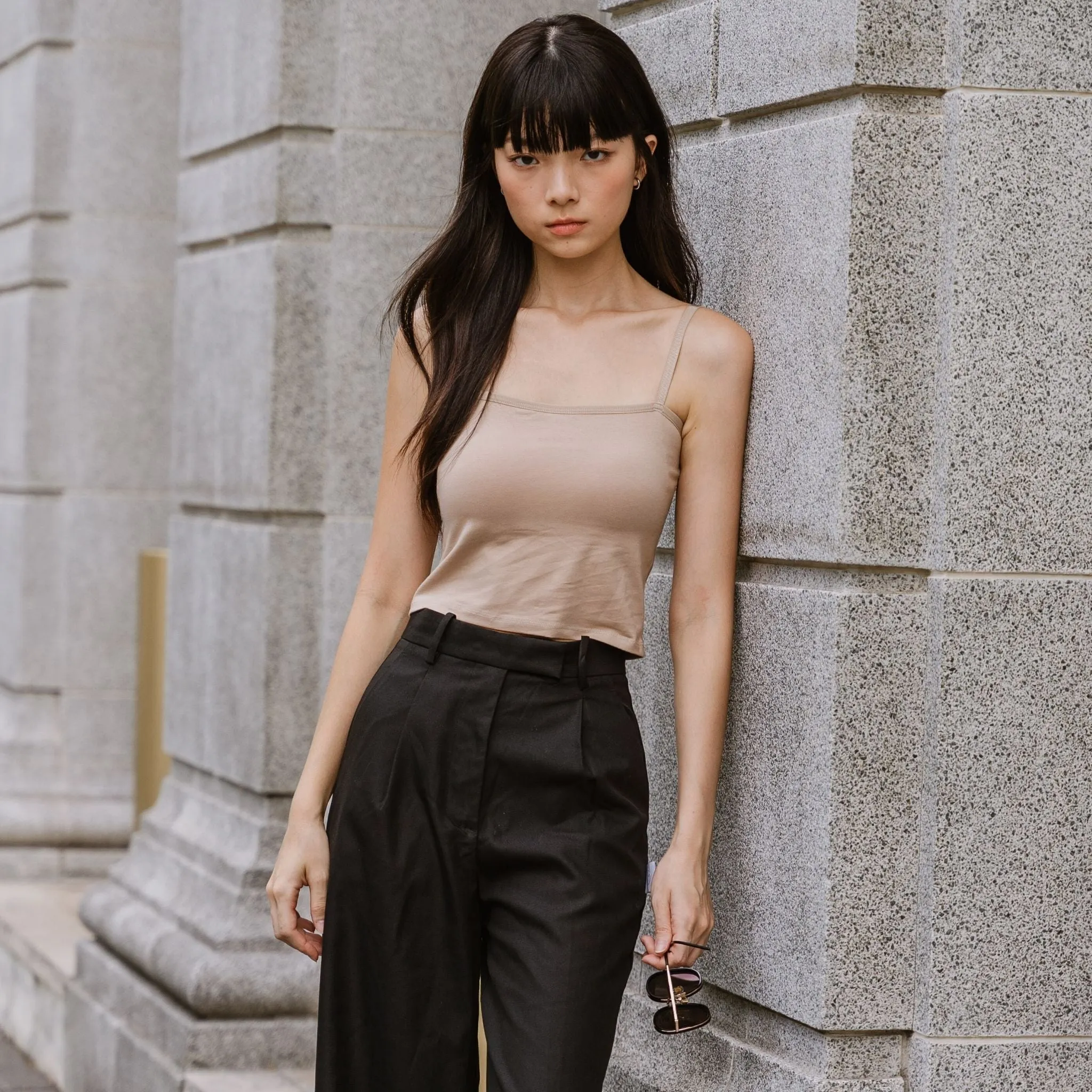 Urban Edge! Cami Bra Top (Solid Cotton) in Creme Nude
